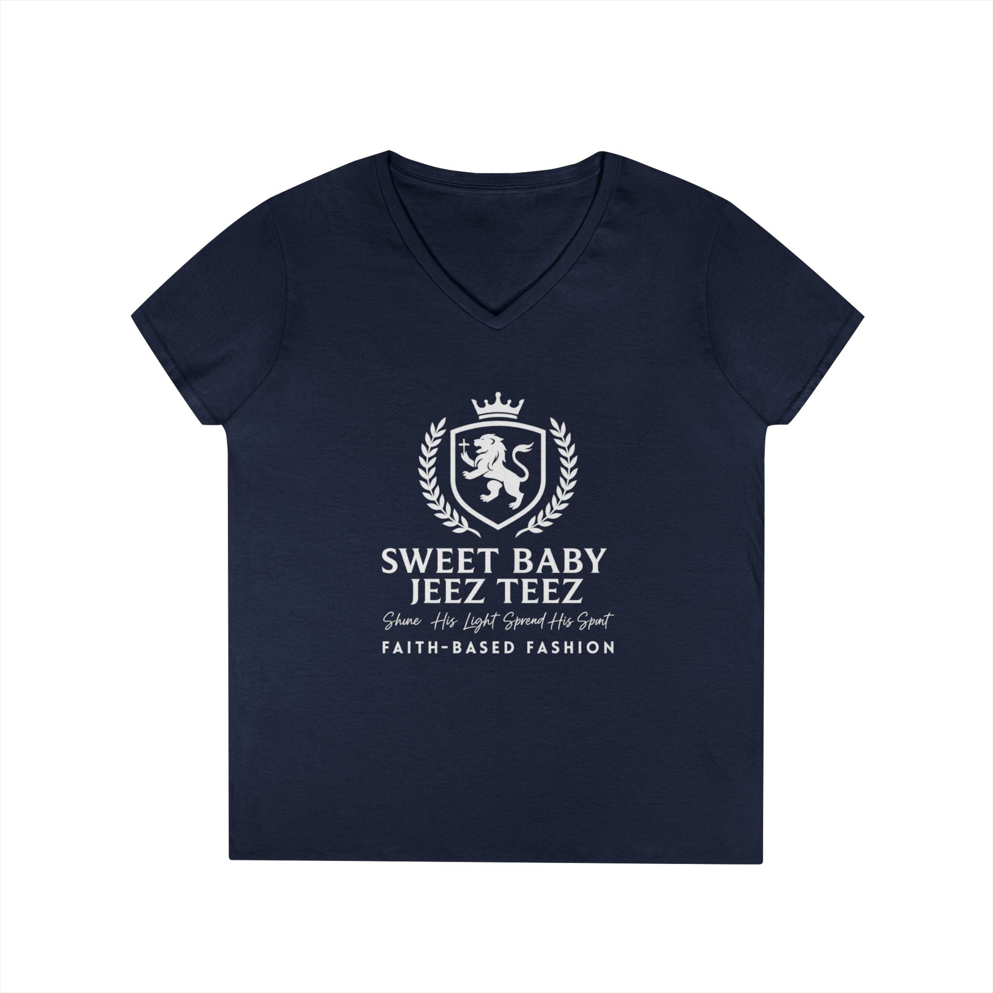 Sweet Baby Jeez Teez Faith-Based Fashion Semi-Fitted Women's V-Neck Tshirt
