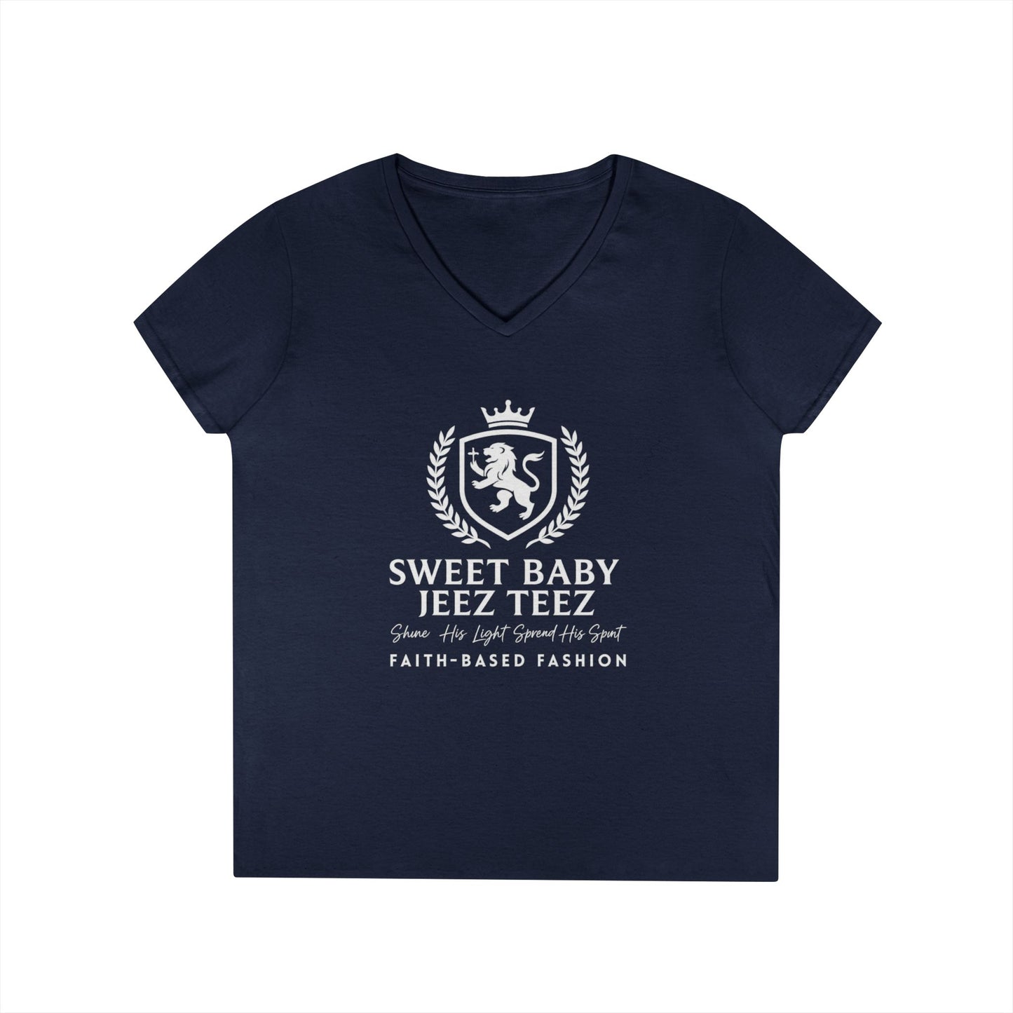Sweet Baby Jeez Teez Faith-Based Fashion Semi-Fitted Women's V-Neck Tshirt