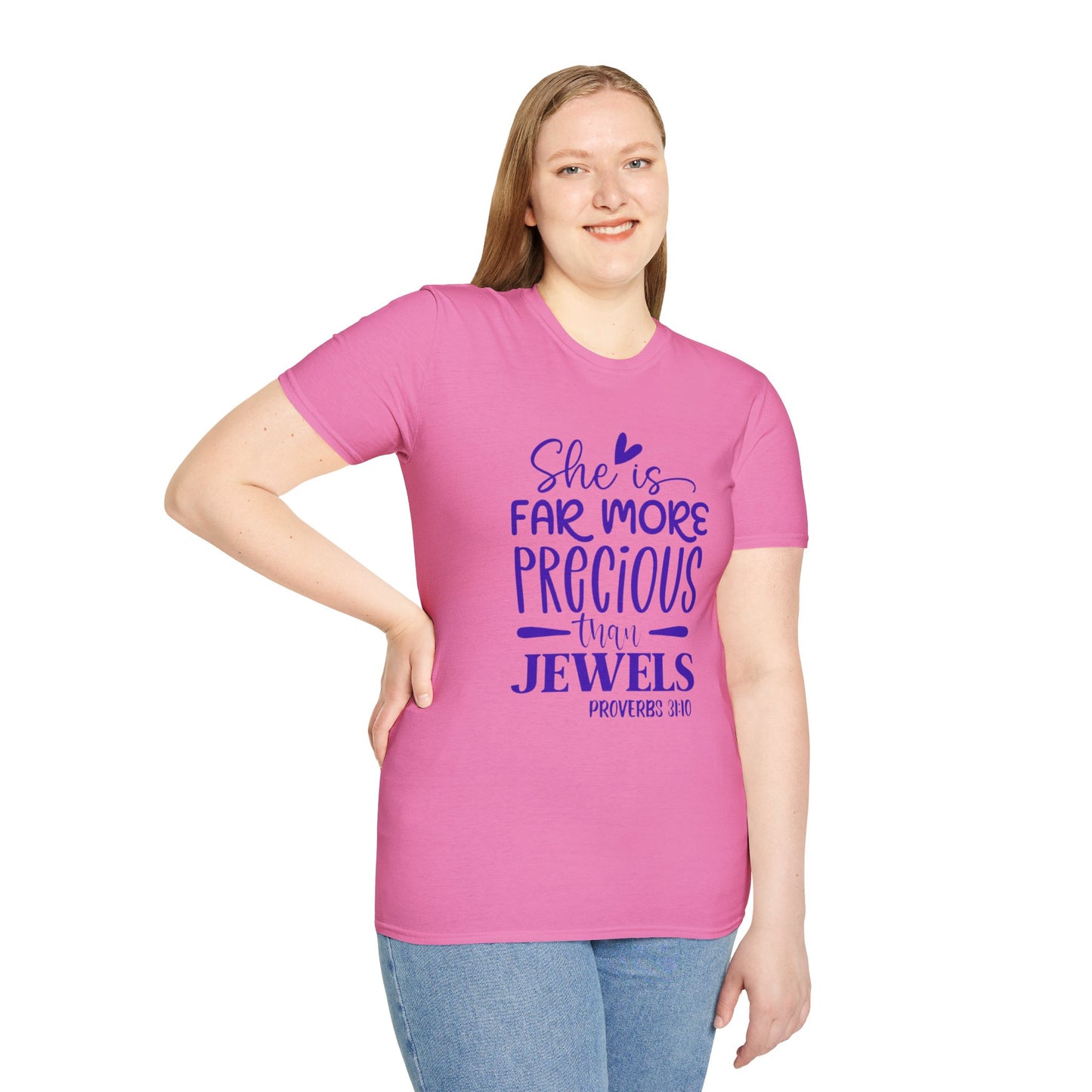 Far More Precious Women's Relaxed/Plus Tshirt (Cobalt Logo) - Sweet Baby Jeez Teez