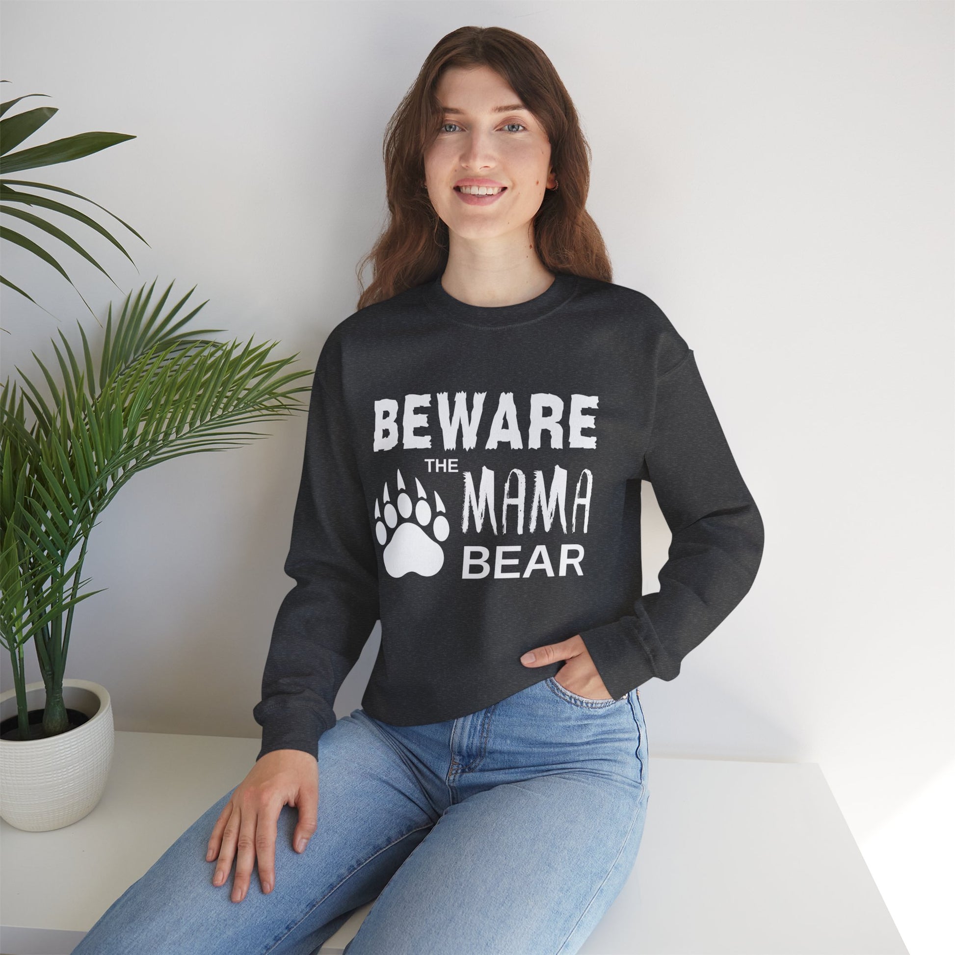 Mama Bear Women's Relaxed Sweatshirt (White Logo) - Sweet Baby Jeez Teez