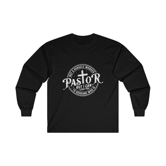 Pastor Men's Long Sleeve Tshirt (White  Logo) - Sweet Baby Jeez Teez