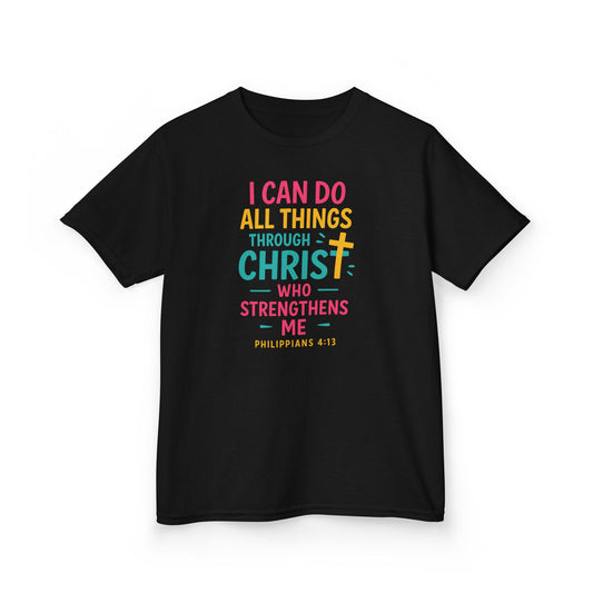 "I Can Do All Things Through Christ" Bible Verse Girls Tshirt