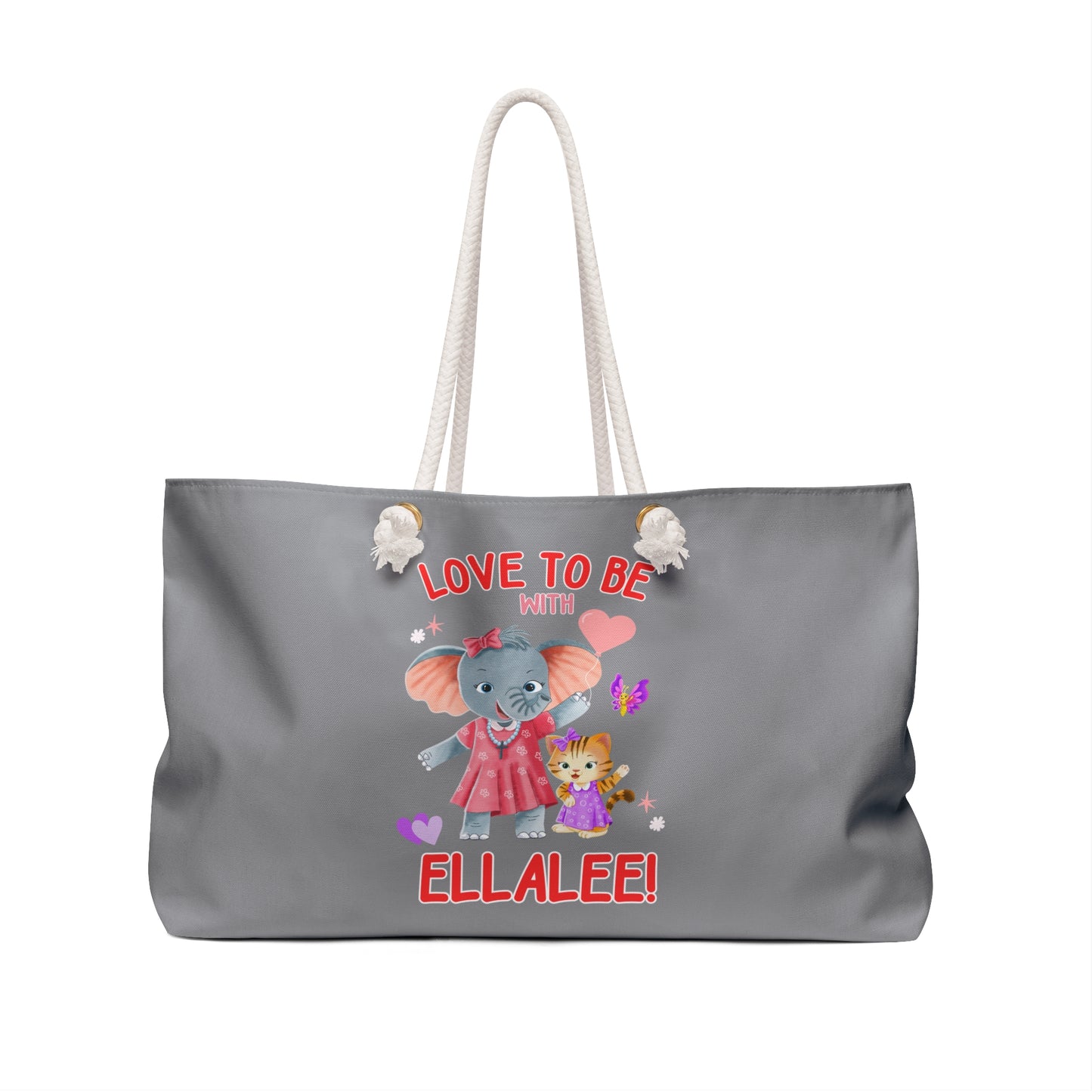 Elliston and Ellalee the Elephants (TM) double-sided weekender tote bag