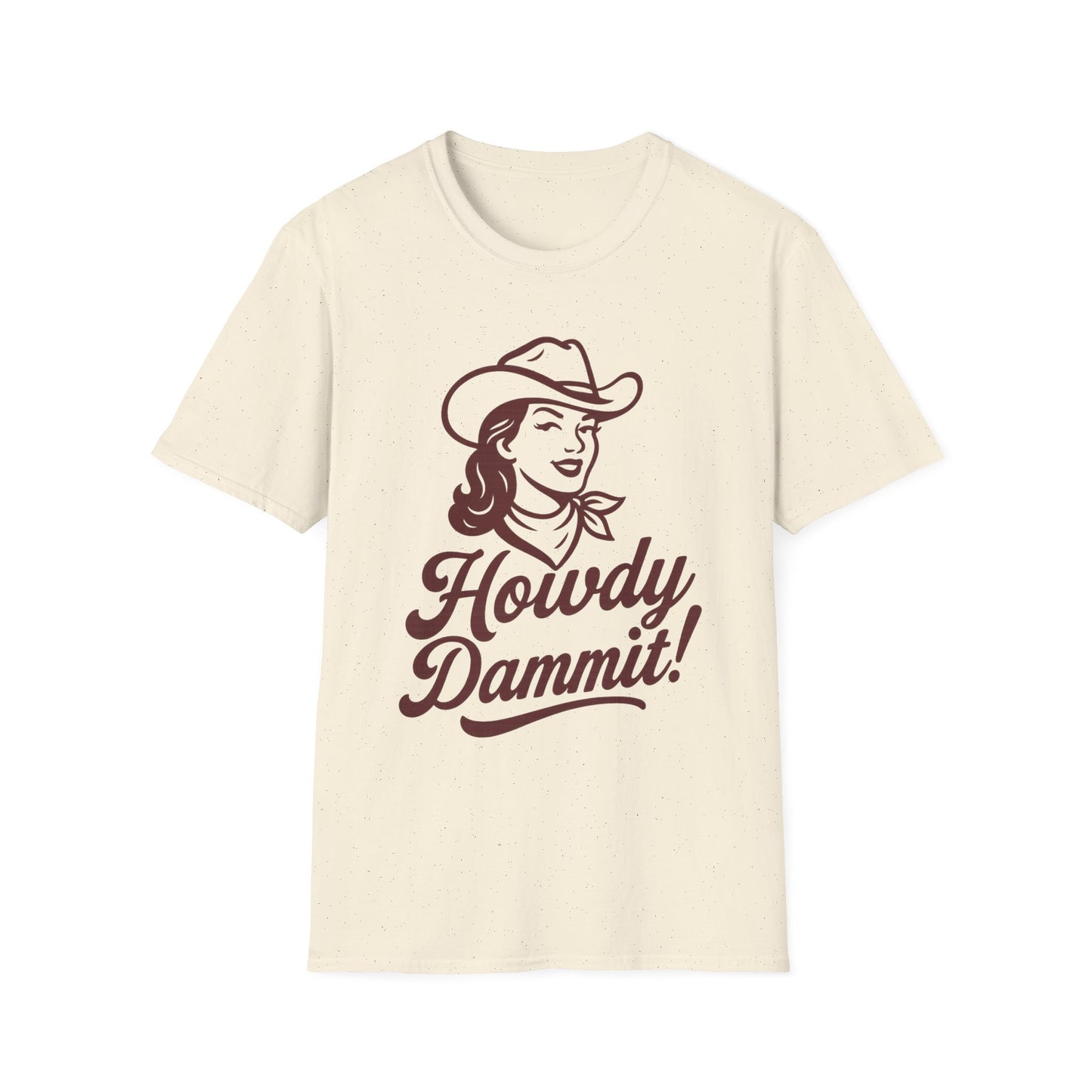 Howdy Dammit! Aggie Texas Cowgirl Softstyle Tshirt (Maroon Logo)