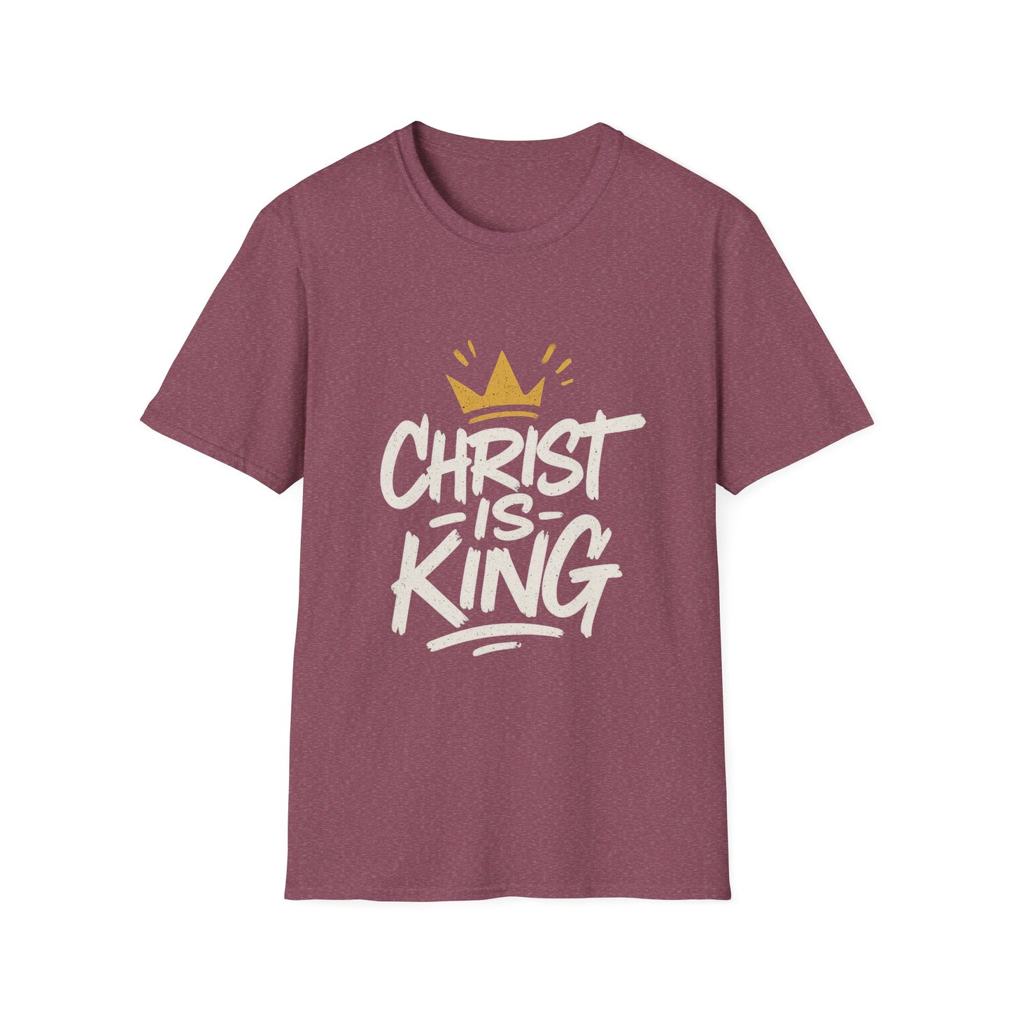 Christ is King Men's Unisex Softstyle T-Shirt (Gold Crown Logo)