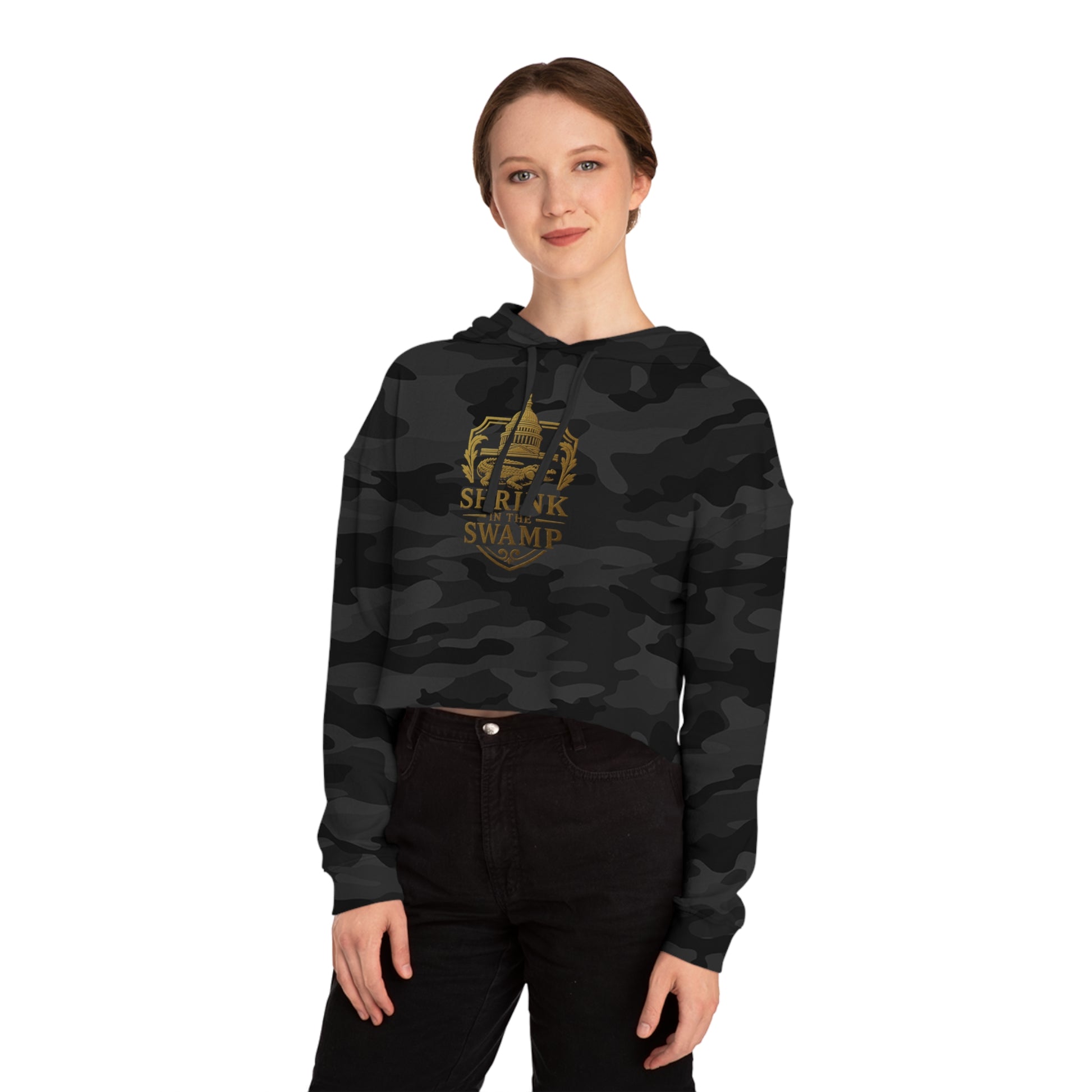 Shrink in the Swamp [TM] Logo Women’s Cropped Hoodie - Sweet Baby Jeez Teez