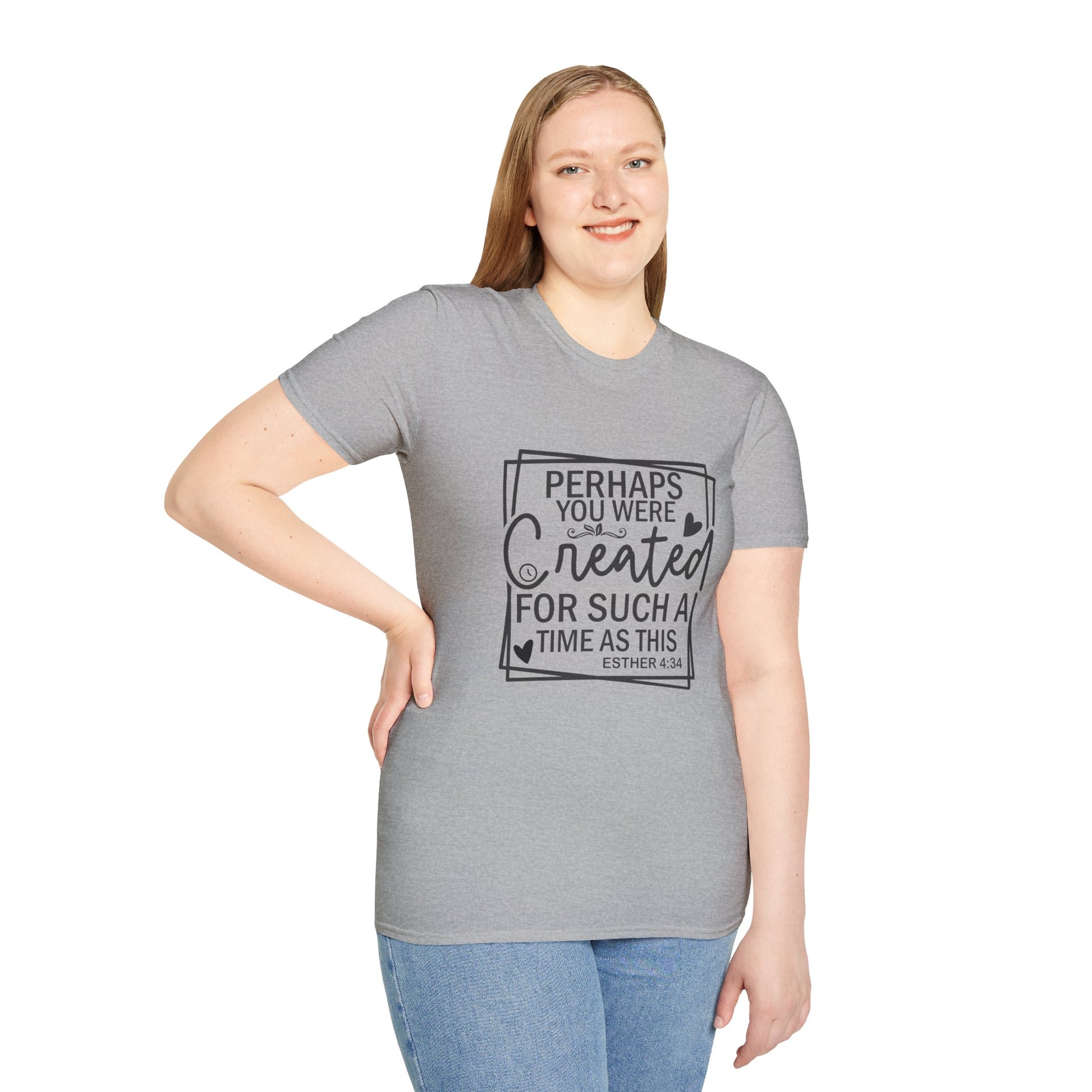 Esther 4:14 Women's Relaxed Softstyle Tshirt (Black Logo) - Sweet Baby Jeez Teez
