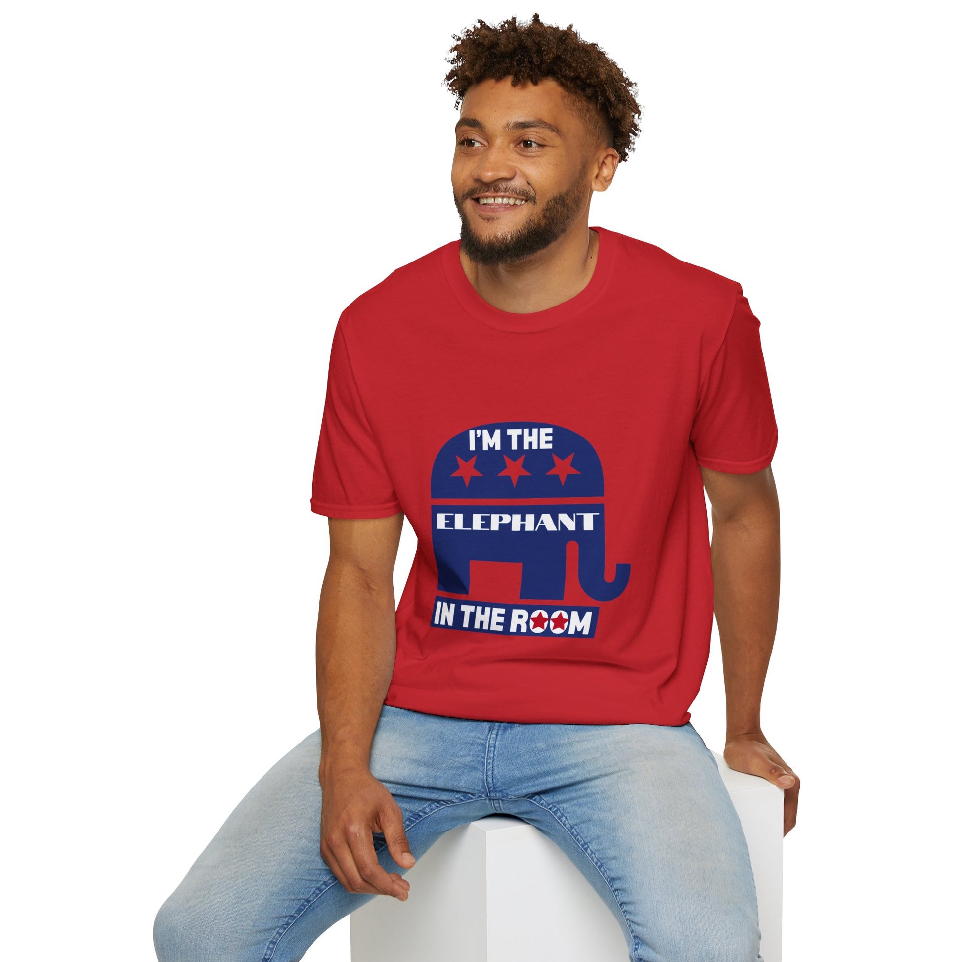 Elephant in the Room Men's Tshirt (Red) - Sweet Baby Jeez Teez