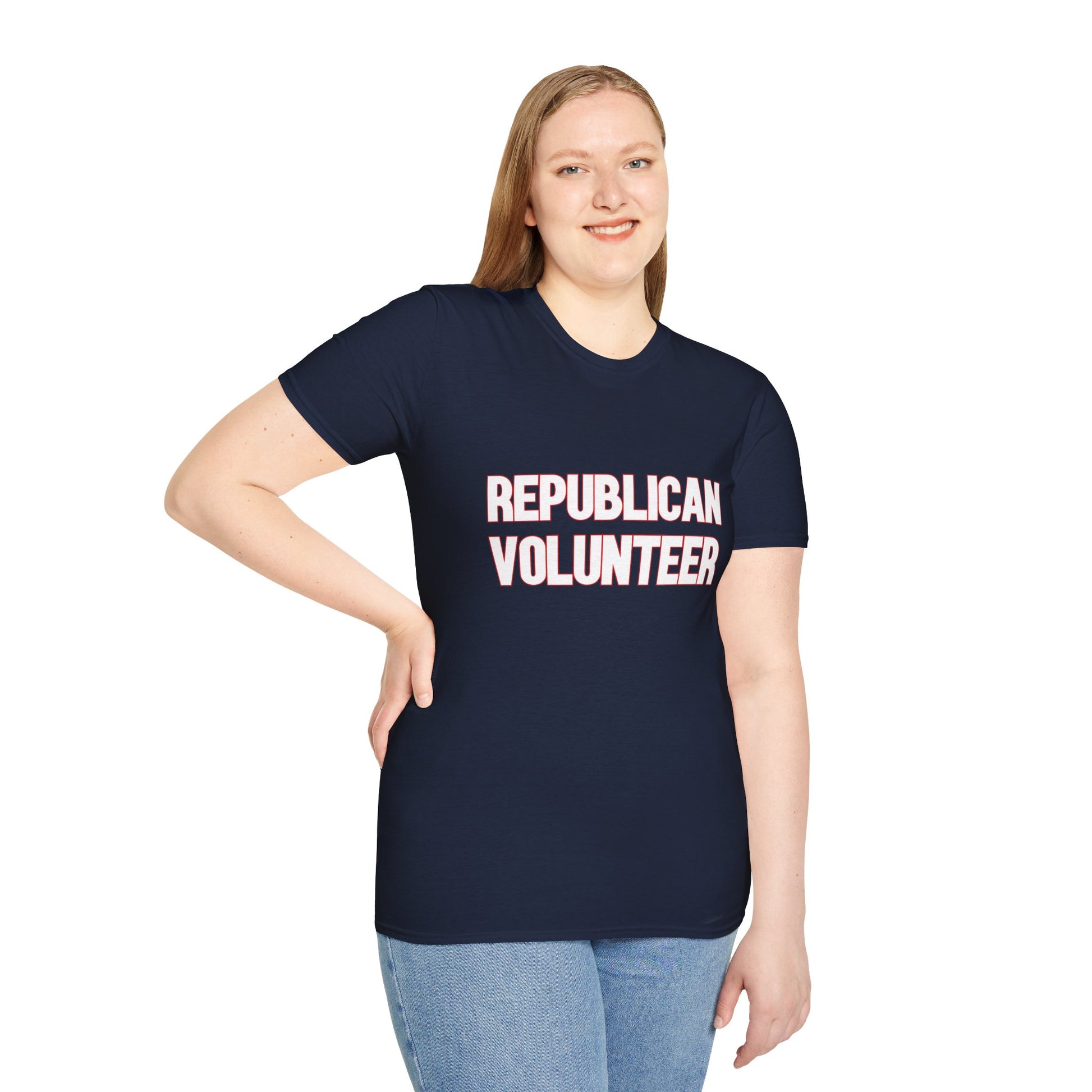 Republican Volunteer Unisex Tshirt (White/Red Logo) - Sweet Baby Jeez Teez