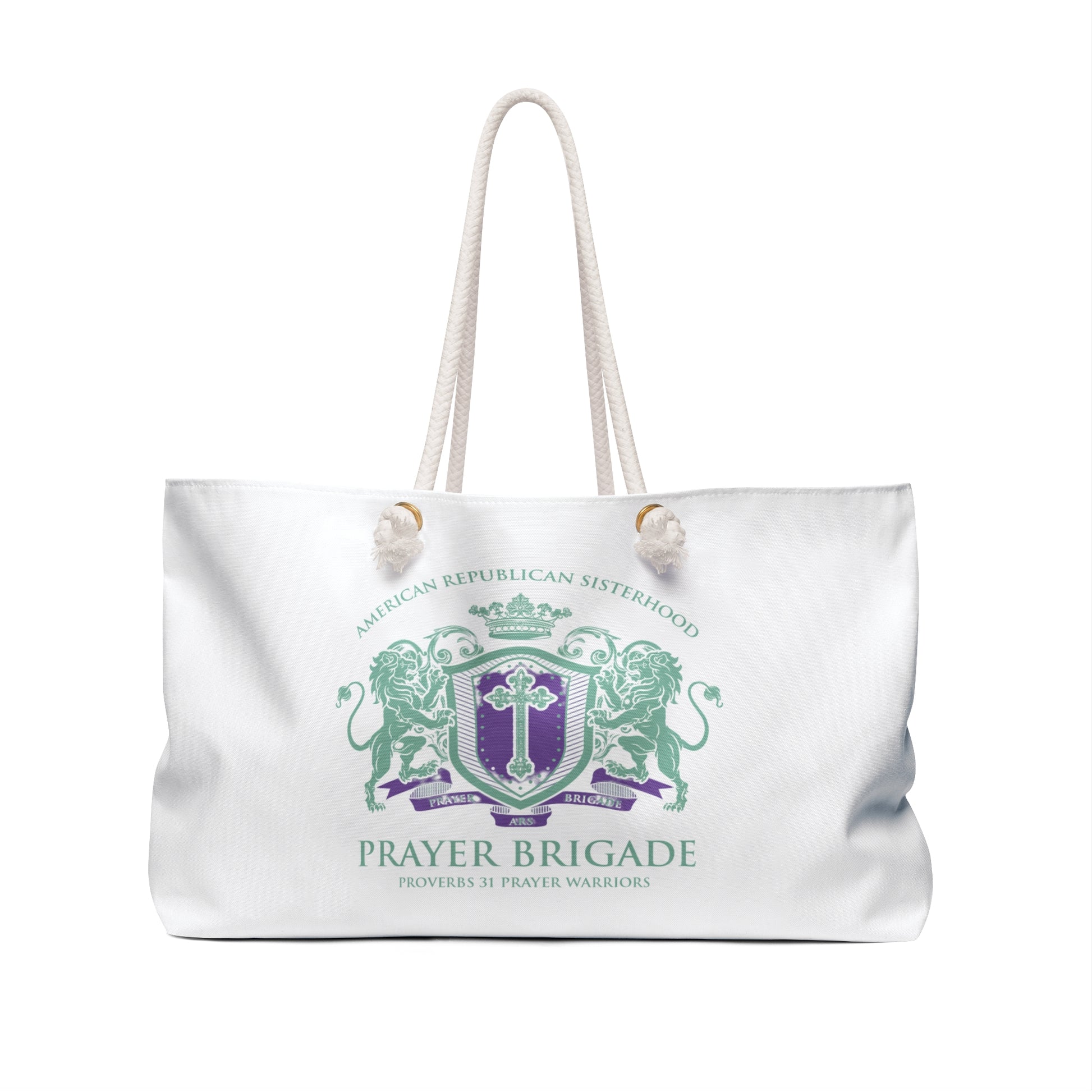 ARS Prayer Brigade Weekender Bag - (Mint/Purple Logo) Stylish Tote for Faithful Gatherings & Events - Sweet Baby Jeez Teez