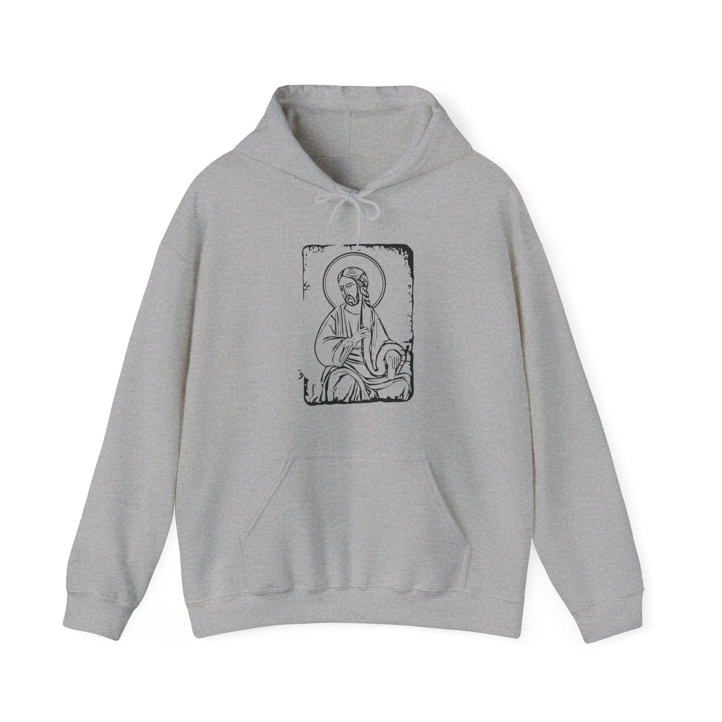 Orthodox Icon Men's Hooded Sweatshirt (Black Logo) - Sweet Baby Jeez Teez