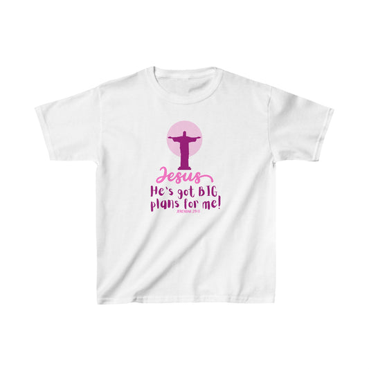 Jesus Has Big Plans Girls Tshirt (Pink Logo) - Sweet Baby Jeez Teez