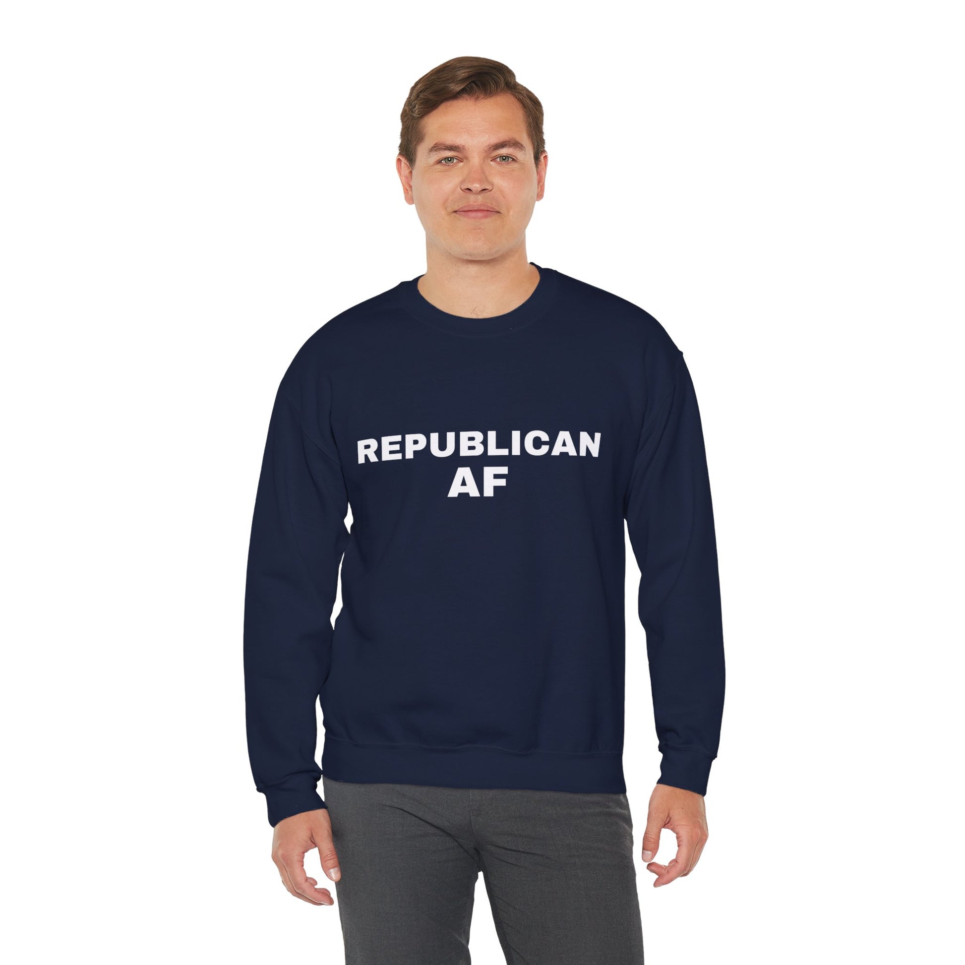 Republican AF Men's Crewneck Sweatshirt (White Logo) - Sweet Baby Jeez Teez