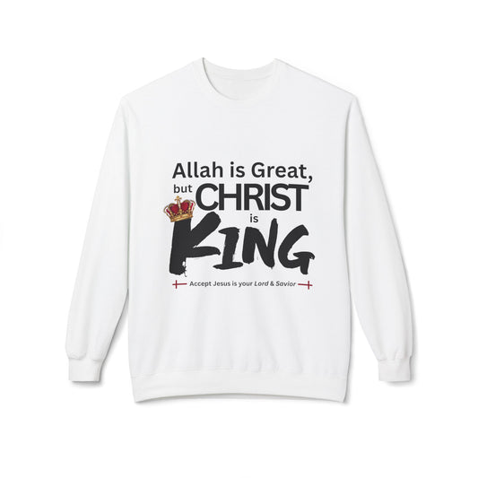 "Christ is King" Unisex Comfy Fleece Sweatshirt (Great Logo - Front) - Sweet Baby Jeez Teez