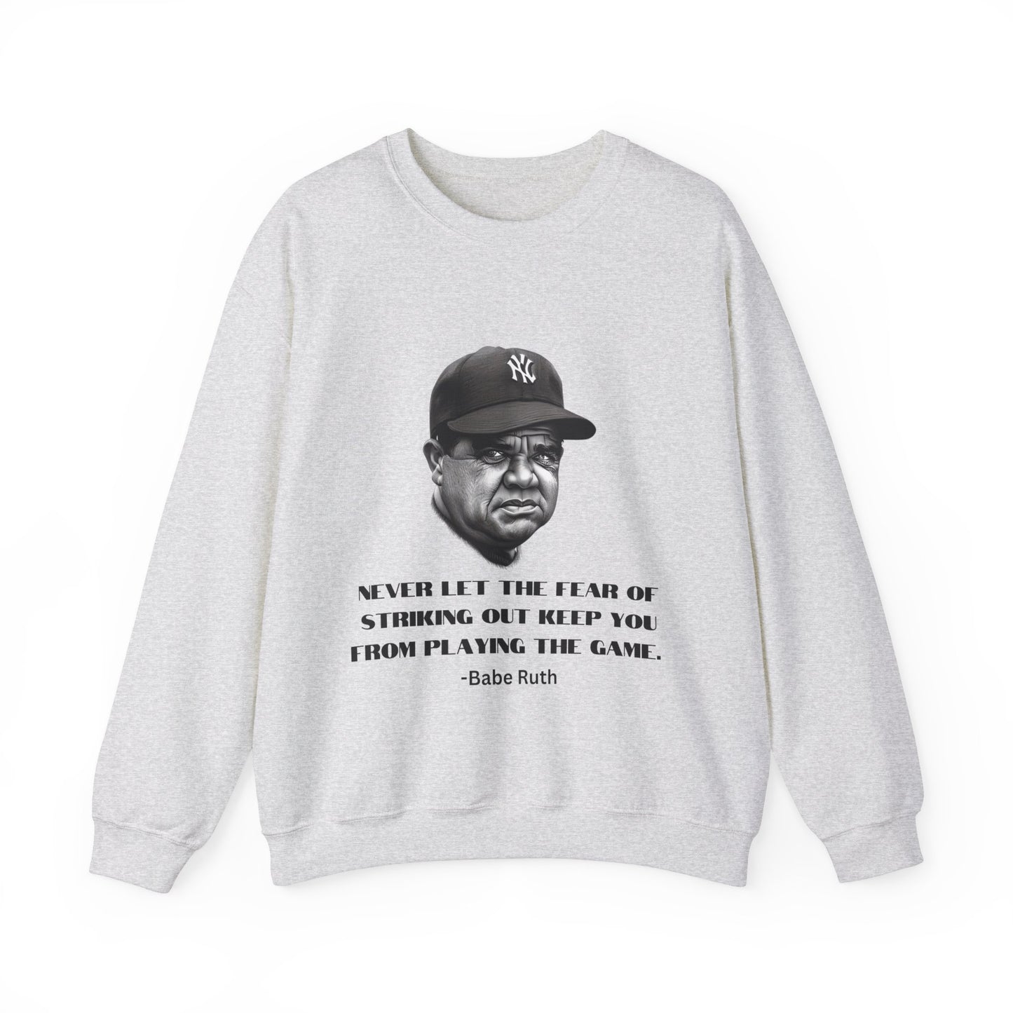 Strike Out Babe Ruth Men's Crewneck Sweatshirt (IW Grayscale Logo) - Sweet Baby Jeez Teez