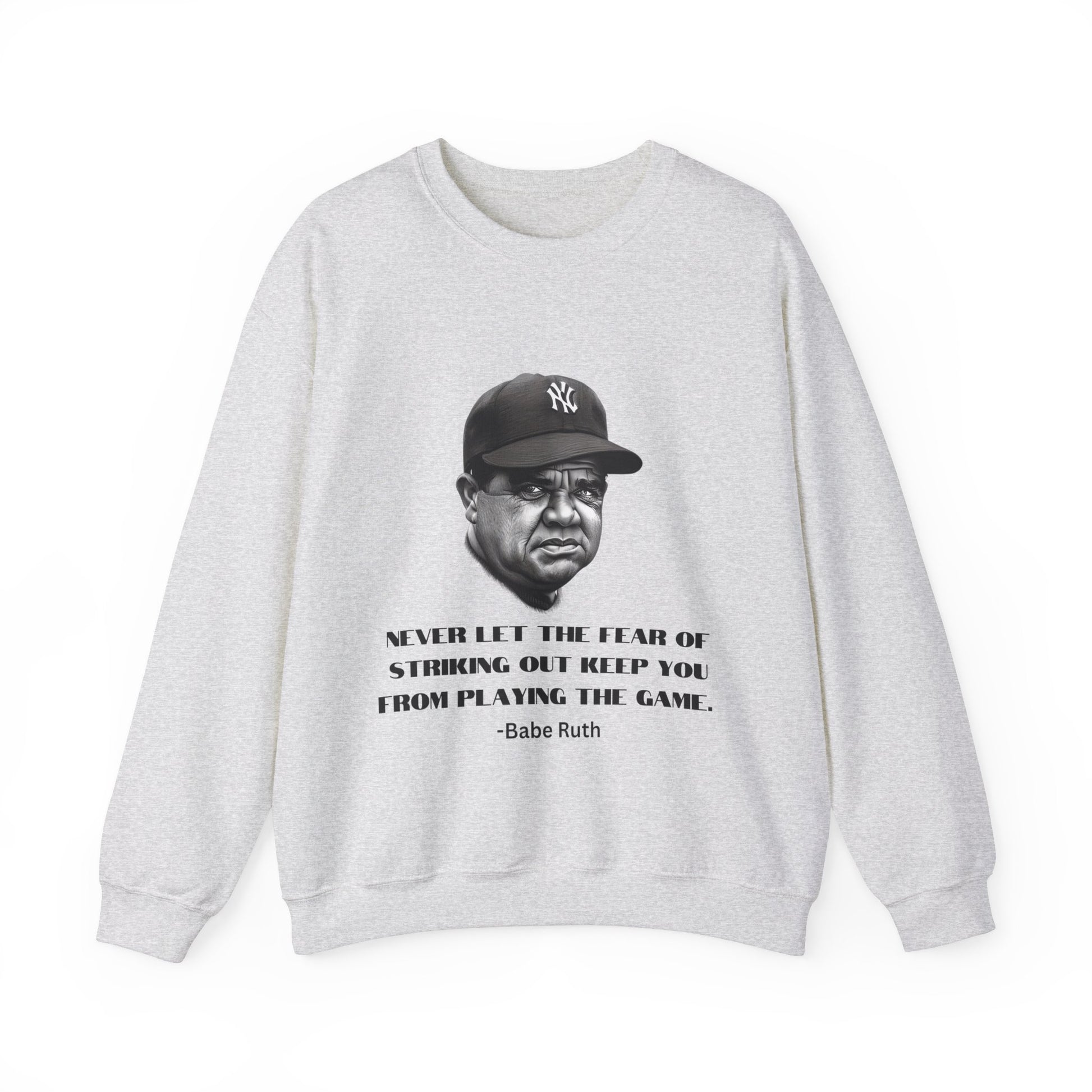 Strike Out Babe Ruth Men's Crewneck Sweatshirt (IW Grayscale Logo) - Sweet Baby Jeez Teez