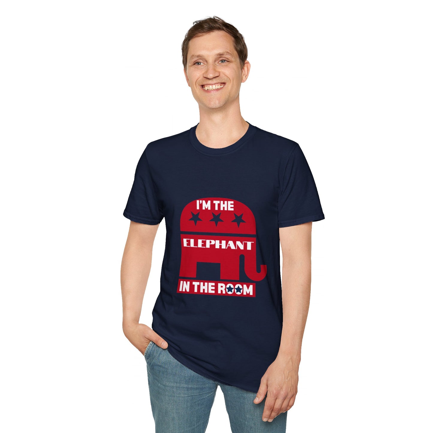 Elephant in the Room Men's Tshirt (Navy Blue) - Sweet Baby Jeez Teez