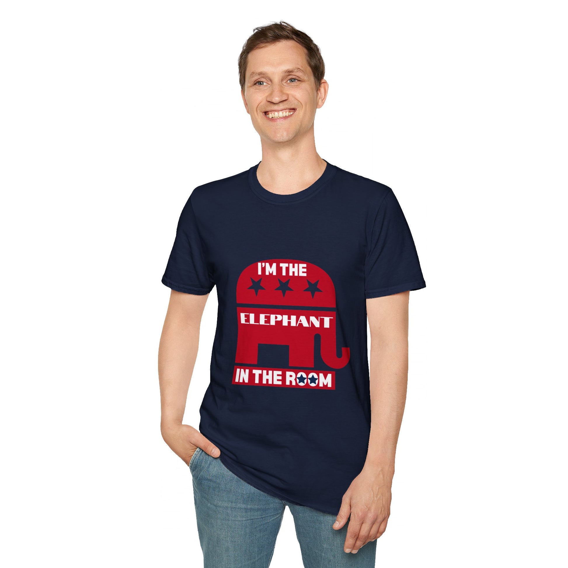 Elephant in the Room Men's Tshirt (Navy Blue) - Sweet Baby Jeez Teez