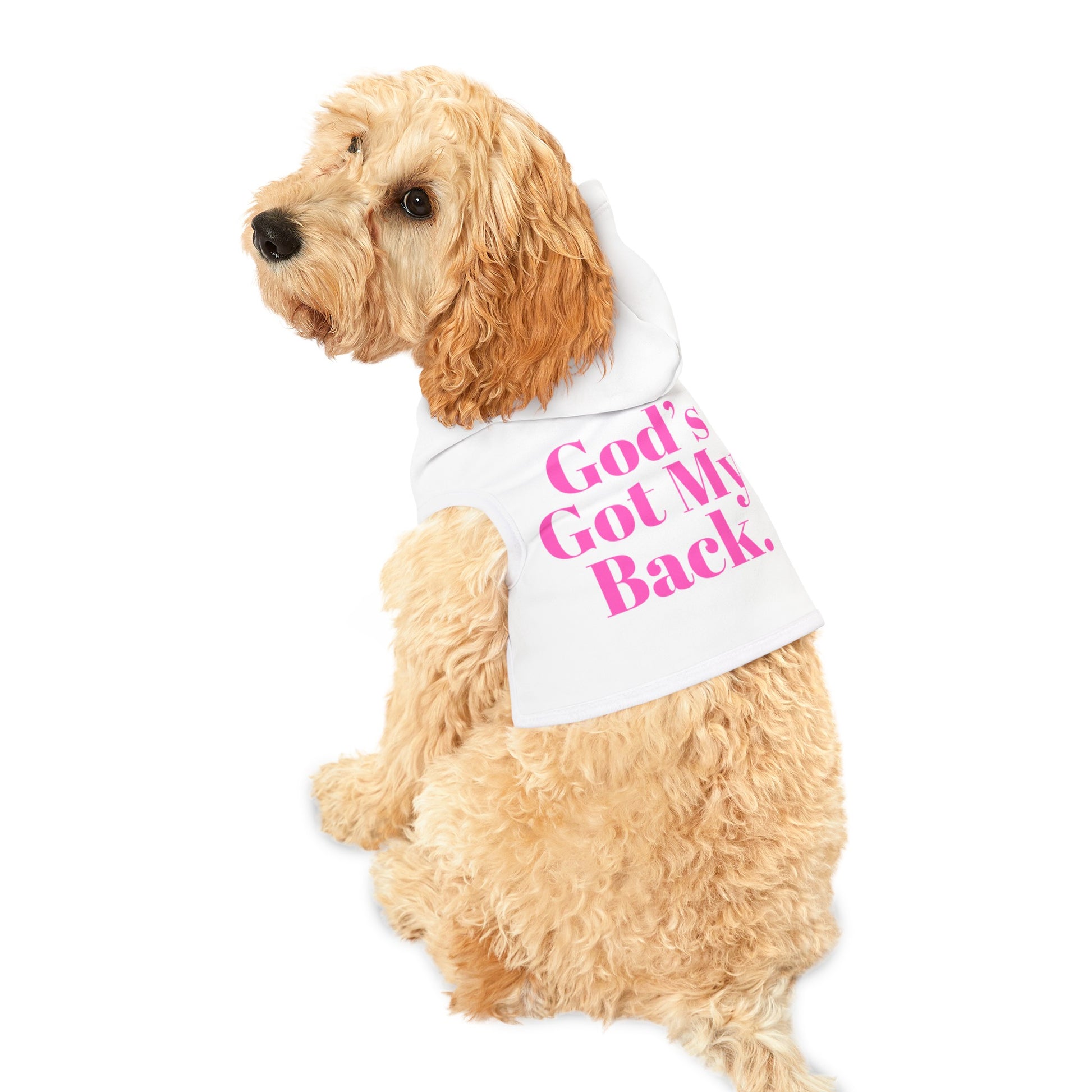 God's Got My Back Pet Hoodie (Pink Logo) - Sweet Baby Jeez Teez