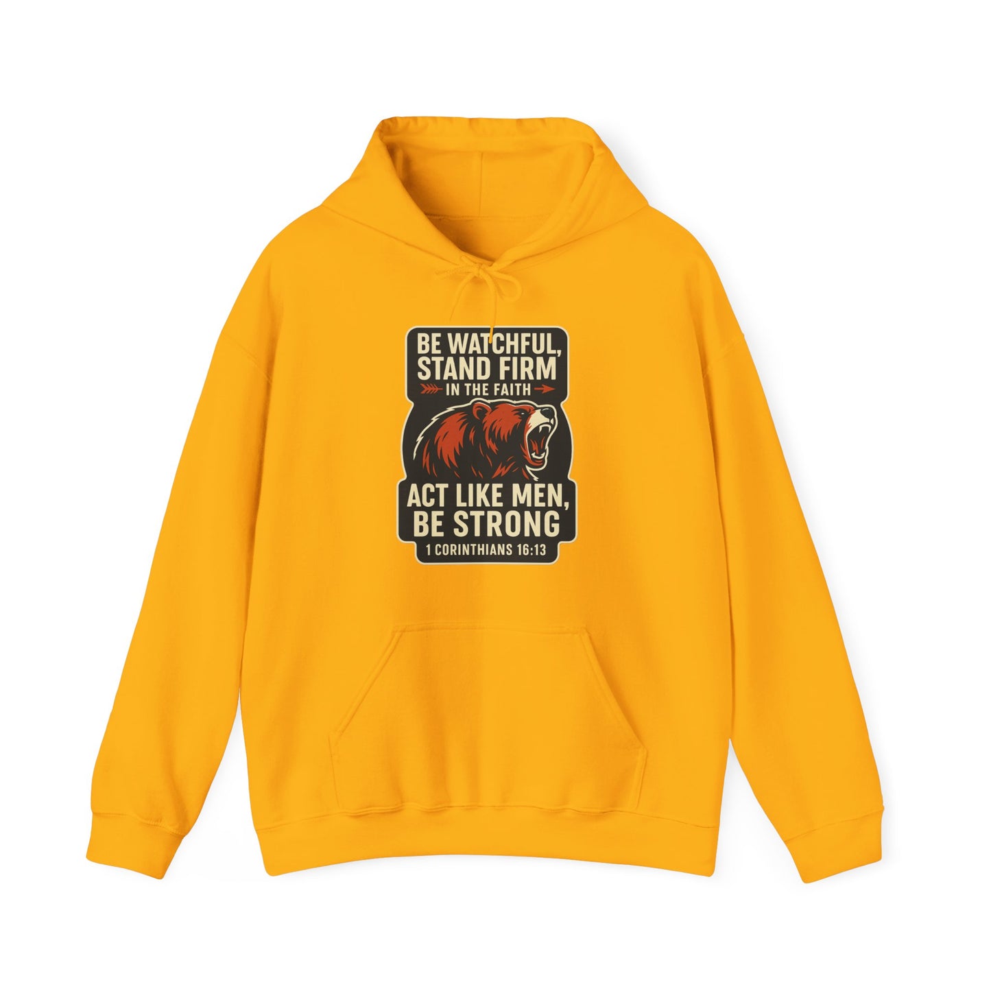 "Stand Firm in Faith" Bear Bible Verse Hoodie Sweatshirt