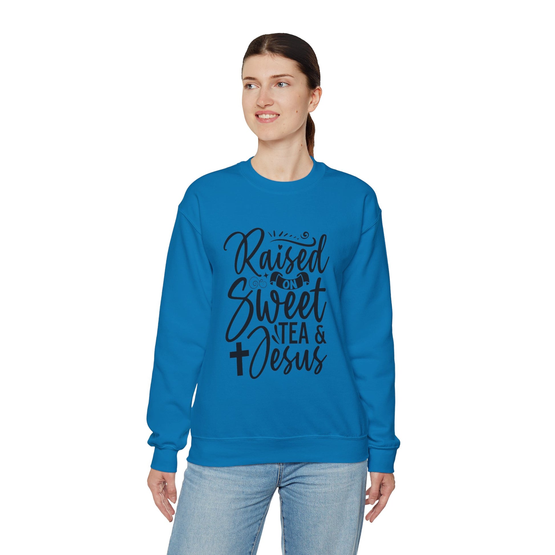 Sweet Tea and Jesus Women's Relaxed Sweatshirt (Black Logo) - Sweet Baby Jeez Teez