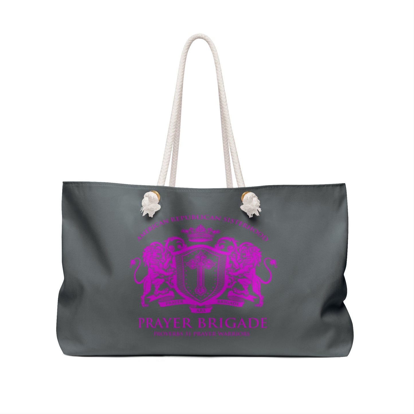 ARS Prayer Brigade Weekender Bag (Dark Gray with Hot Pink Logo)