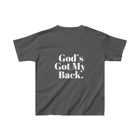 God's Got My Back Boy's Tshirt (White Logo - Back) - Sweet Baby Jeez Teez