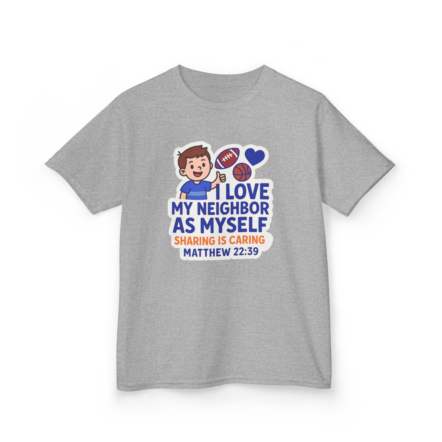 "Love My Neighbor" Sharing is Caring Christian Boy's Bible Verse Sticker Tshirt
