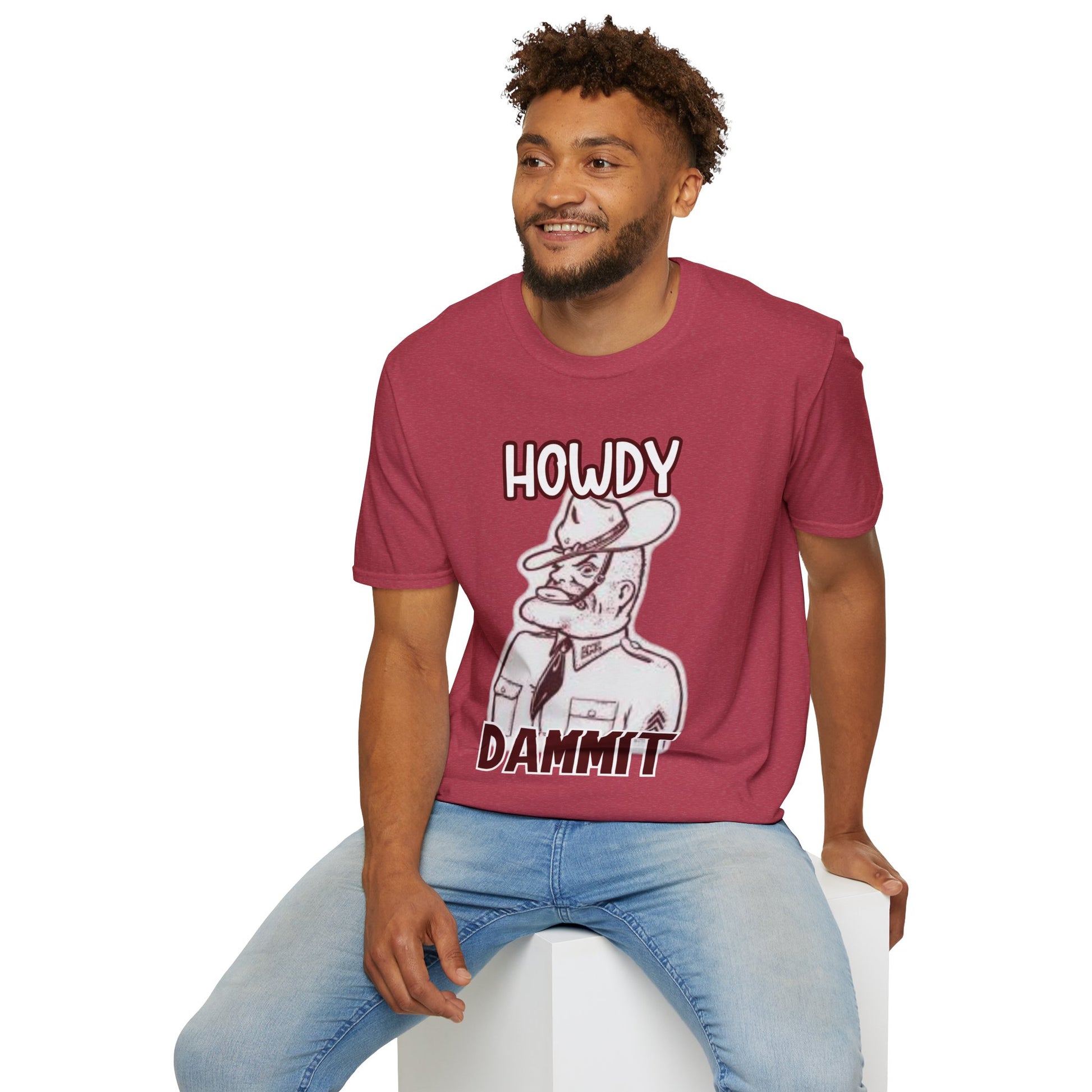 Howdy Dammit Men's Tshirt (Aggie - Old  Sarge Logo) - Sweet Baby Jeez Teez