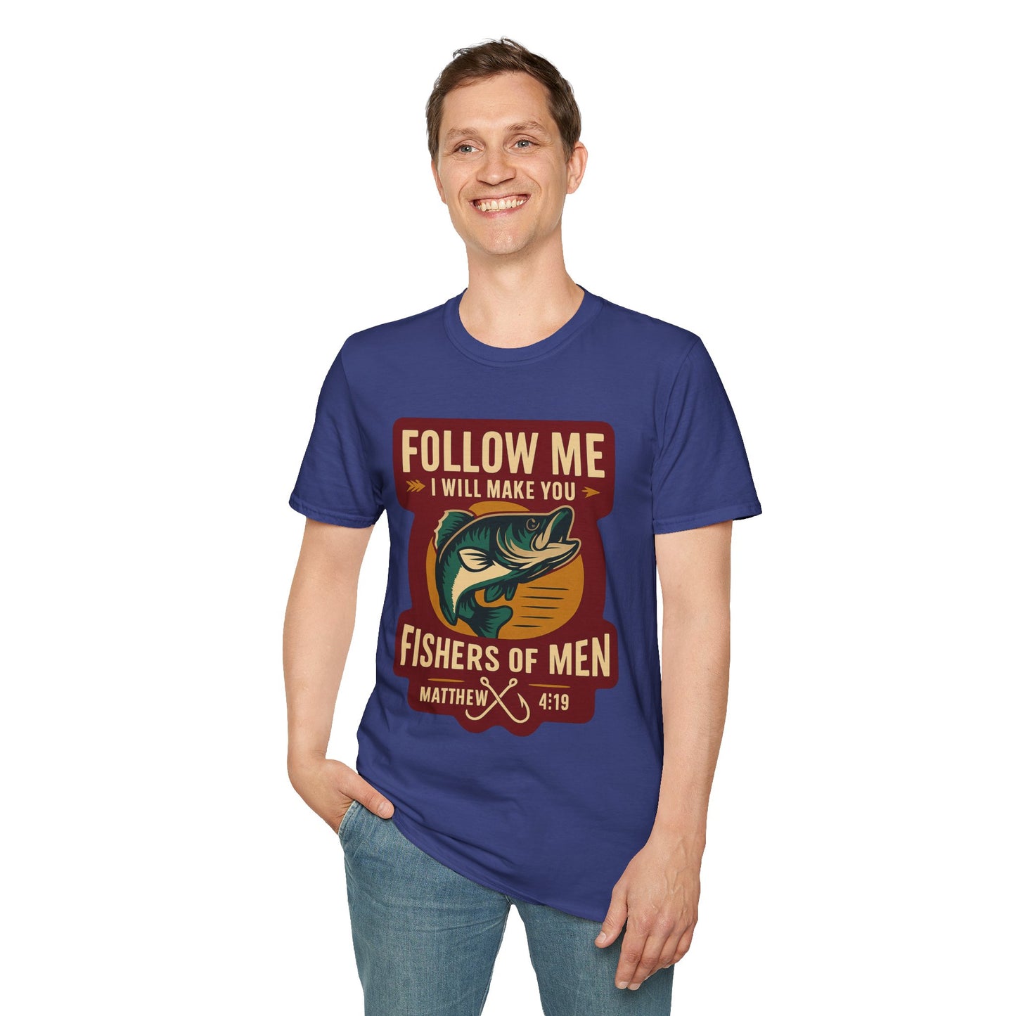 "Follow Me" Bible Verse Unisex Softstyle Tshirt