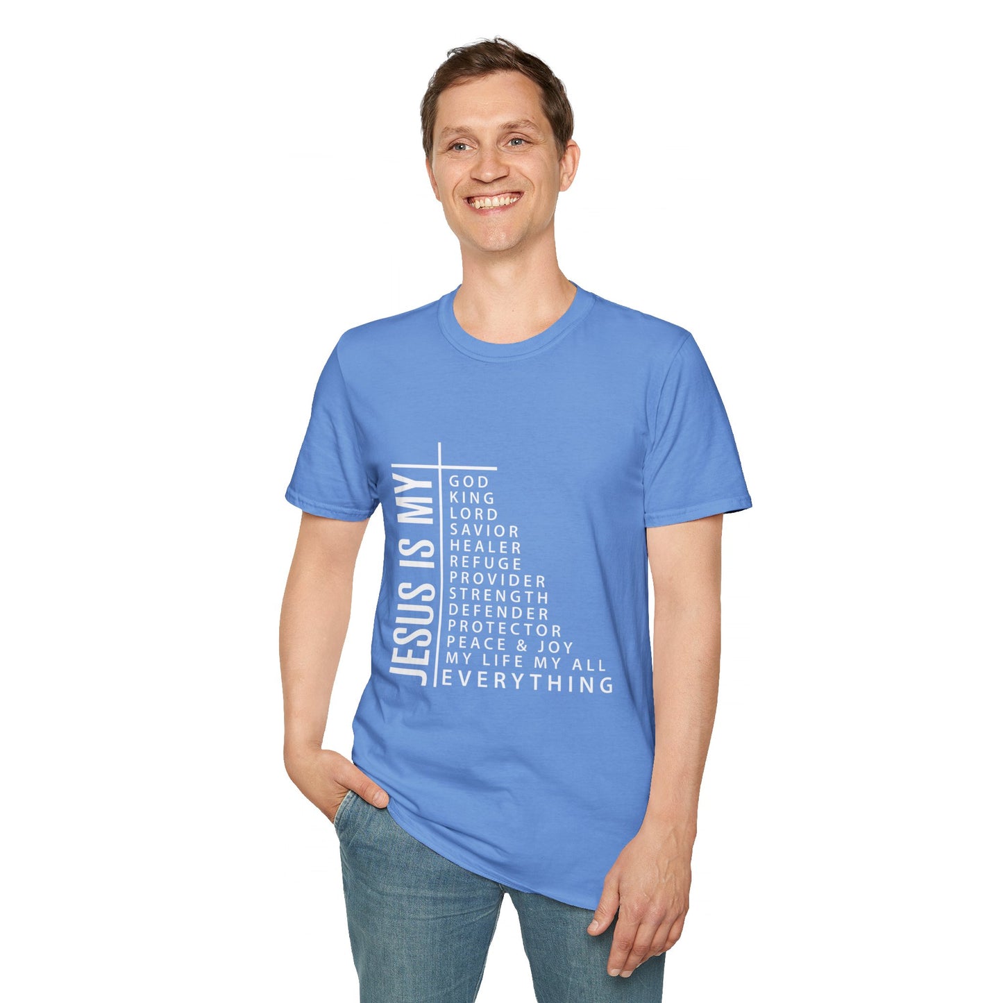 Jesus is My Men's Tshirt (White Logo) - Sweet Baby Jeez Teez