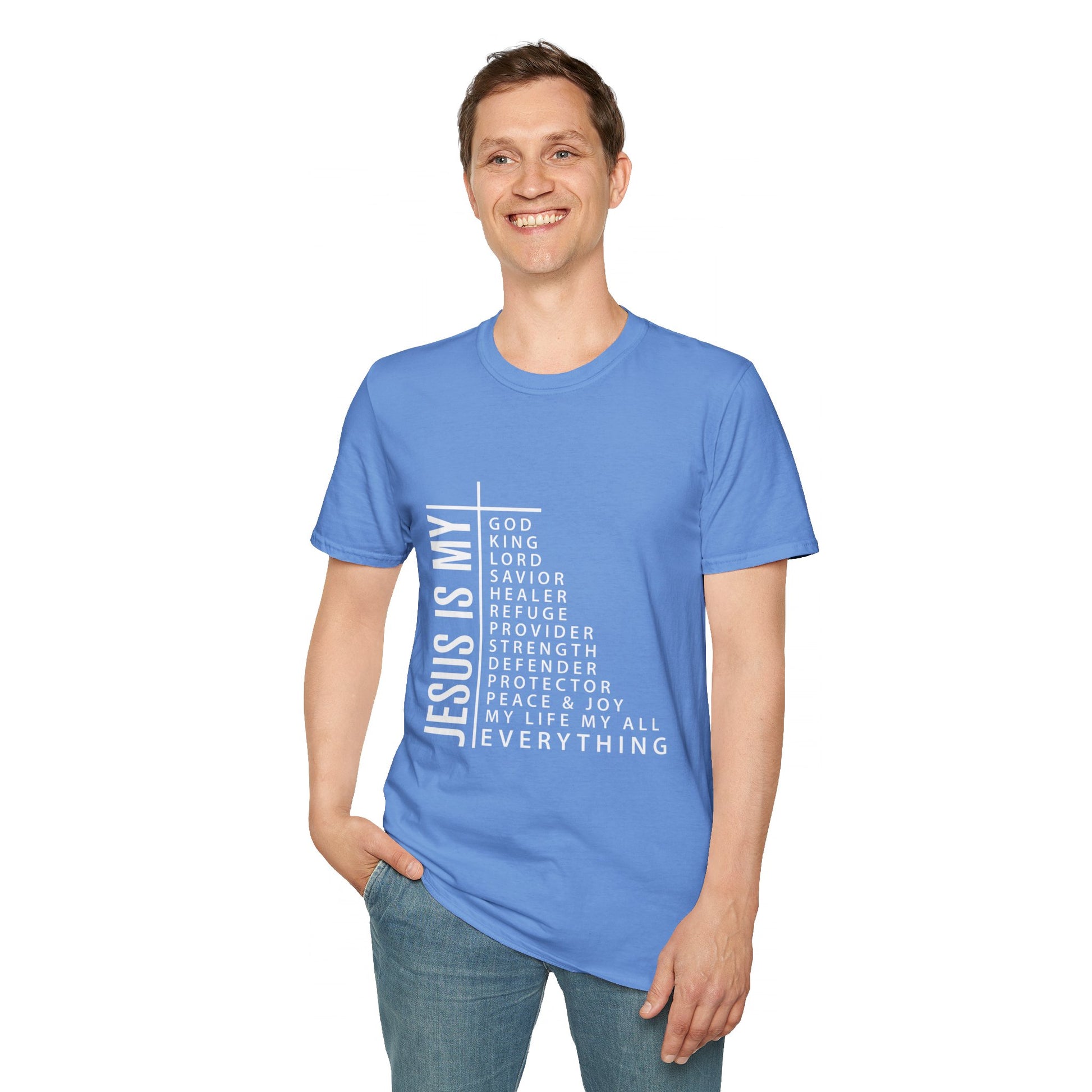 Jesus is My Men's Tshirt (White Logo) - Sweet Baby Jeez Teez