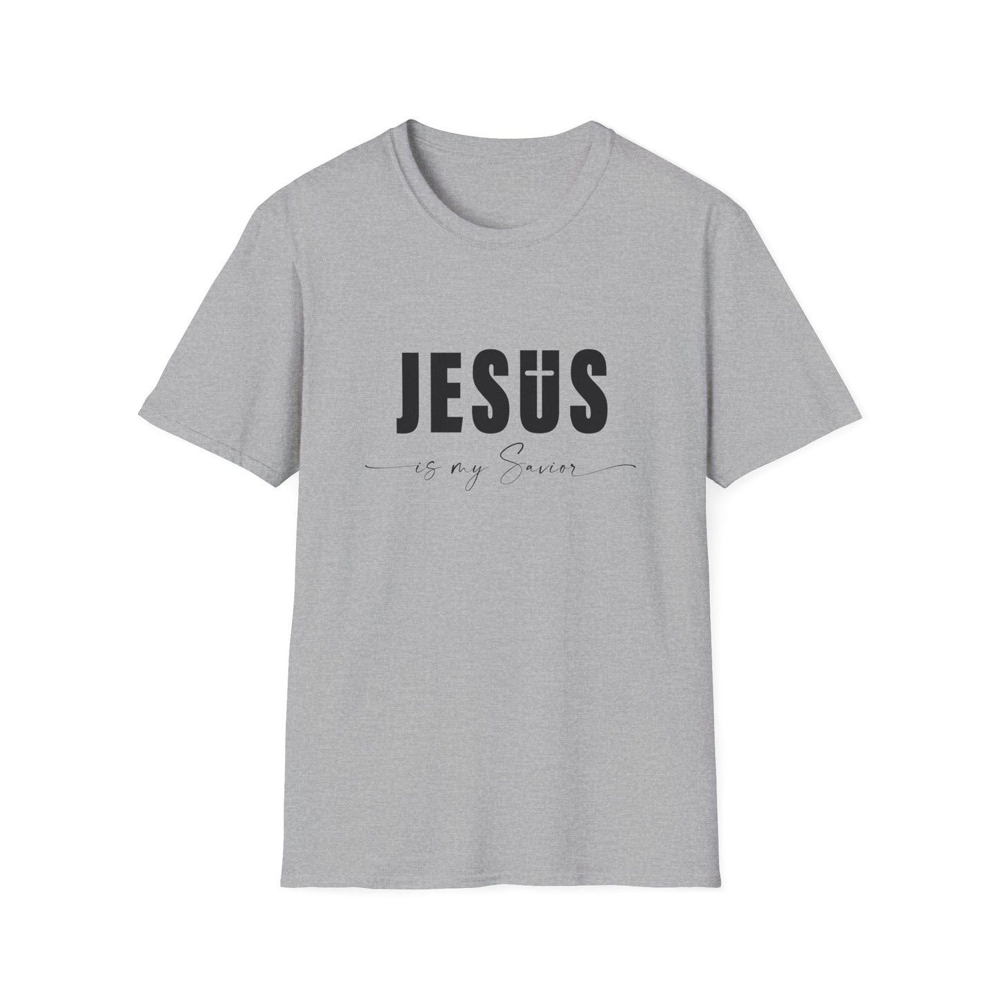"Jesus is My Savior" Christian Faith Soft T-Shirt (Black Logo)