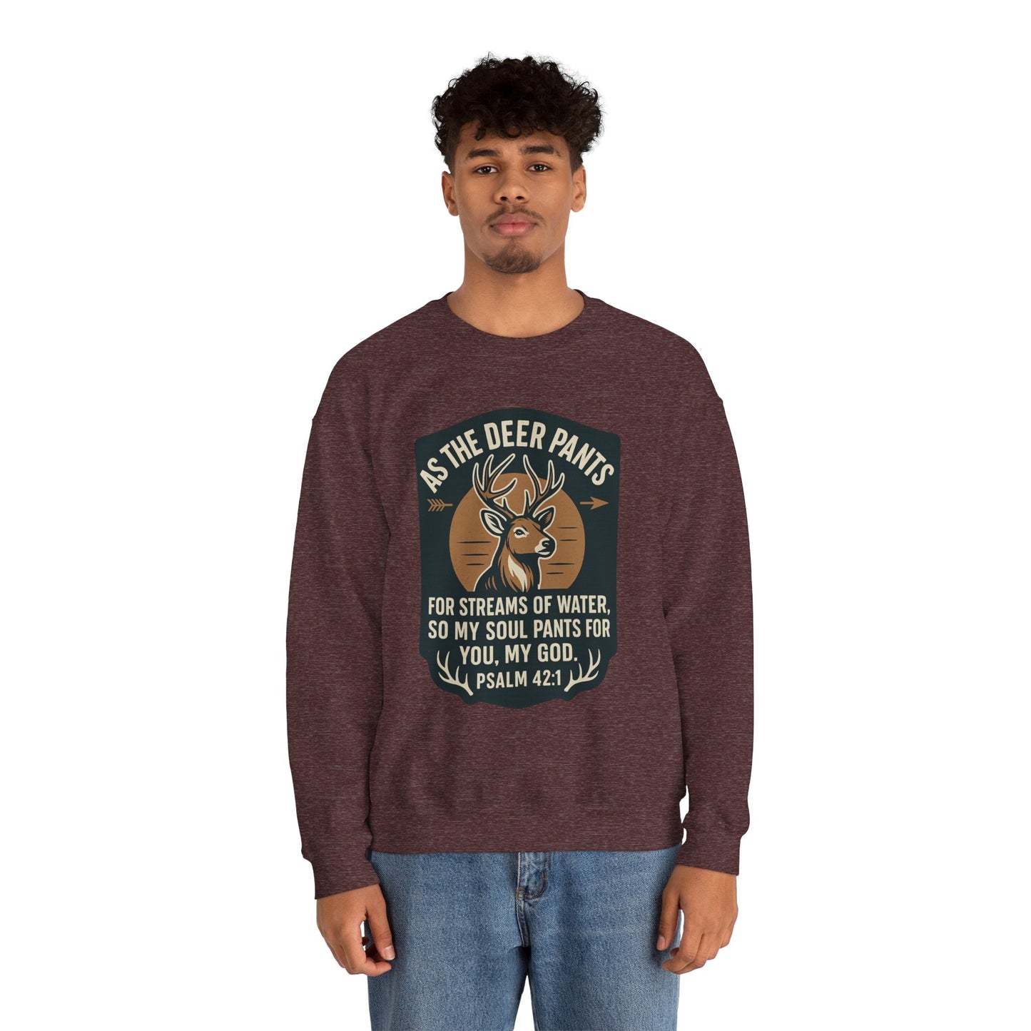 Psalm 42:1 "As the Deer" Bible Verse Cozy Sweatshirt