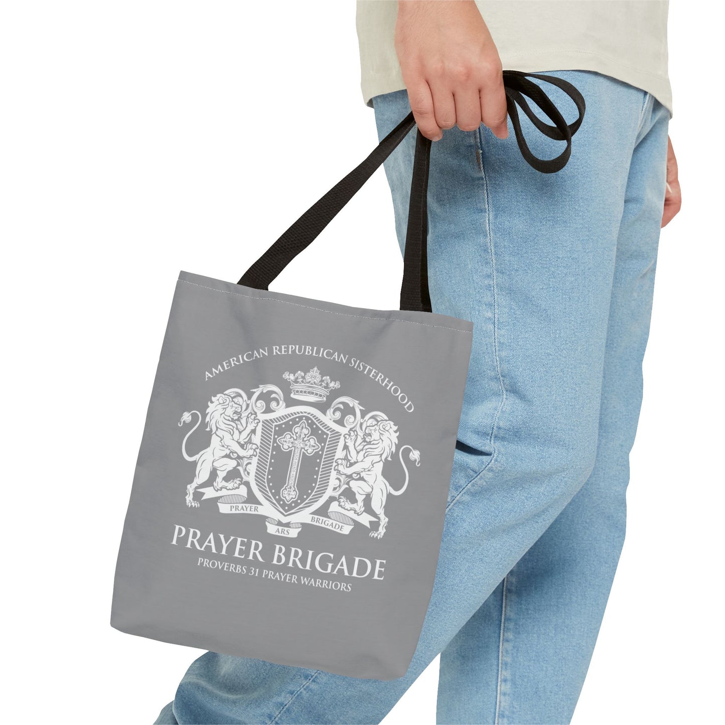 ARS Prayer Brigade Tote Bag (Light Gray with Light Gray Logo)