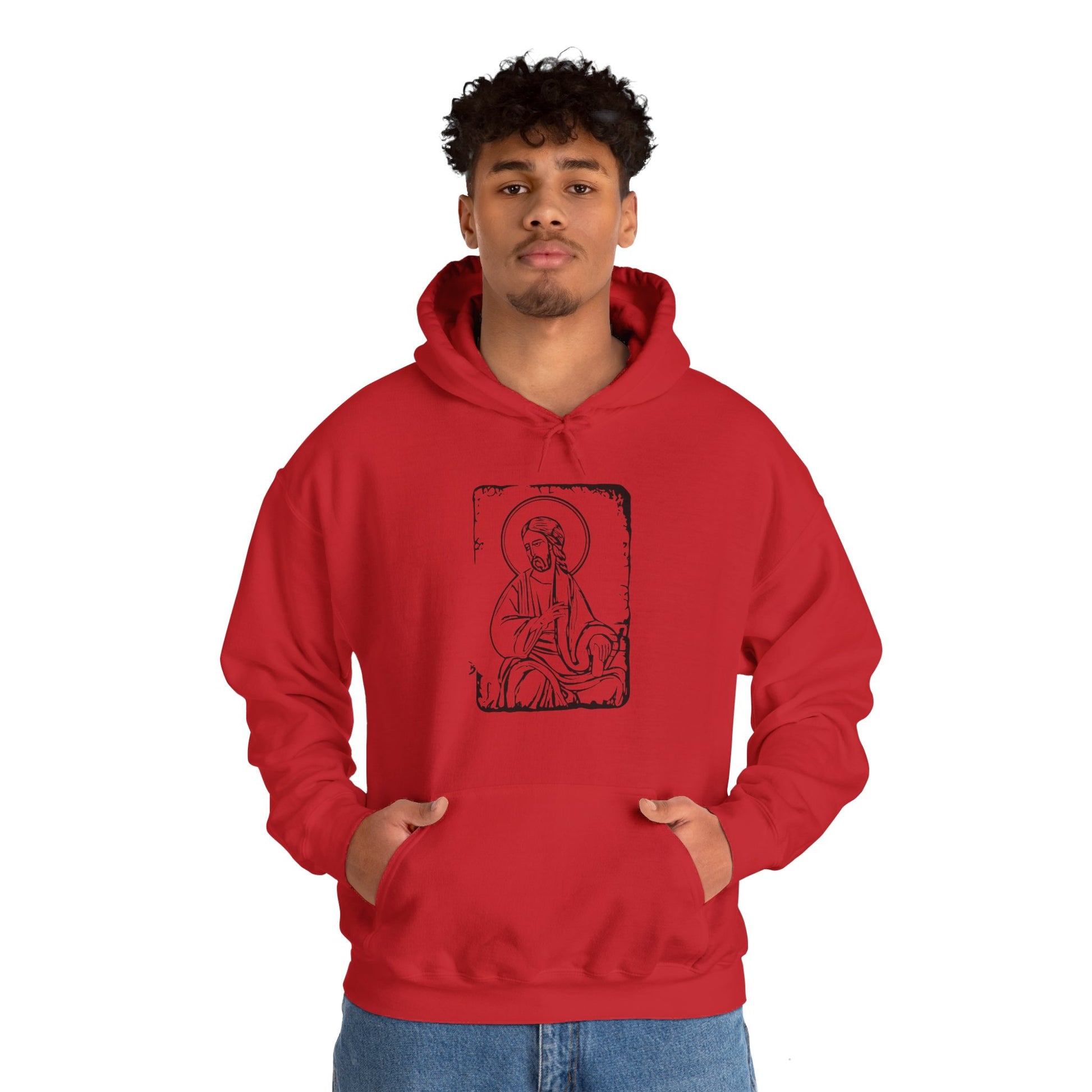 Orthodox Icon Men's Hooded Sweatshirt (Black Logo) - Sweet Baby Jeez Teez