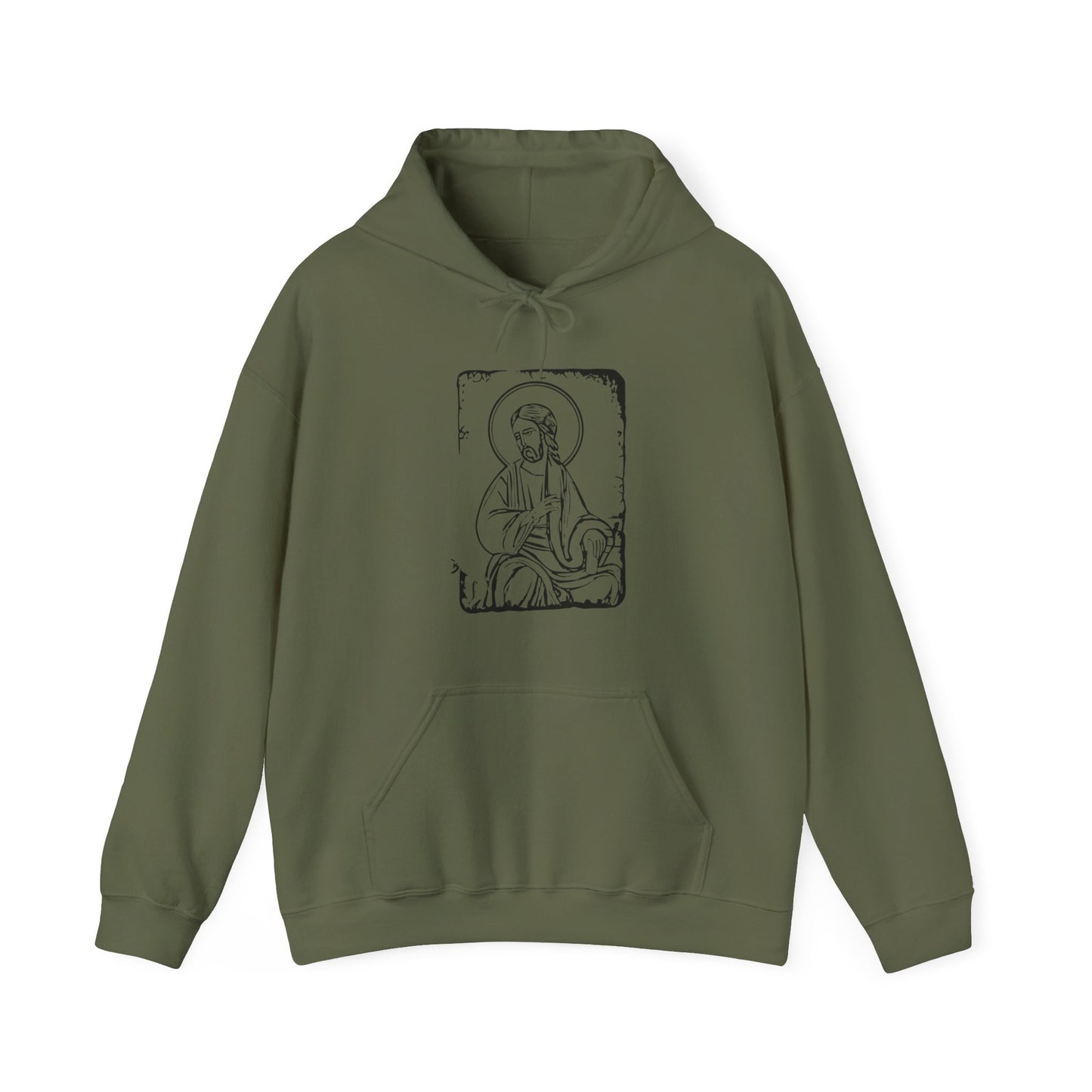 Orthodox Icon Men's Hooded Sweatshirt (Black Logo) - Sweet Baby Jeez Teez