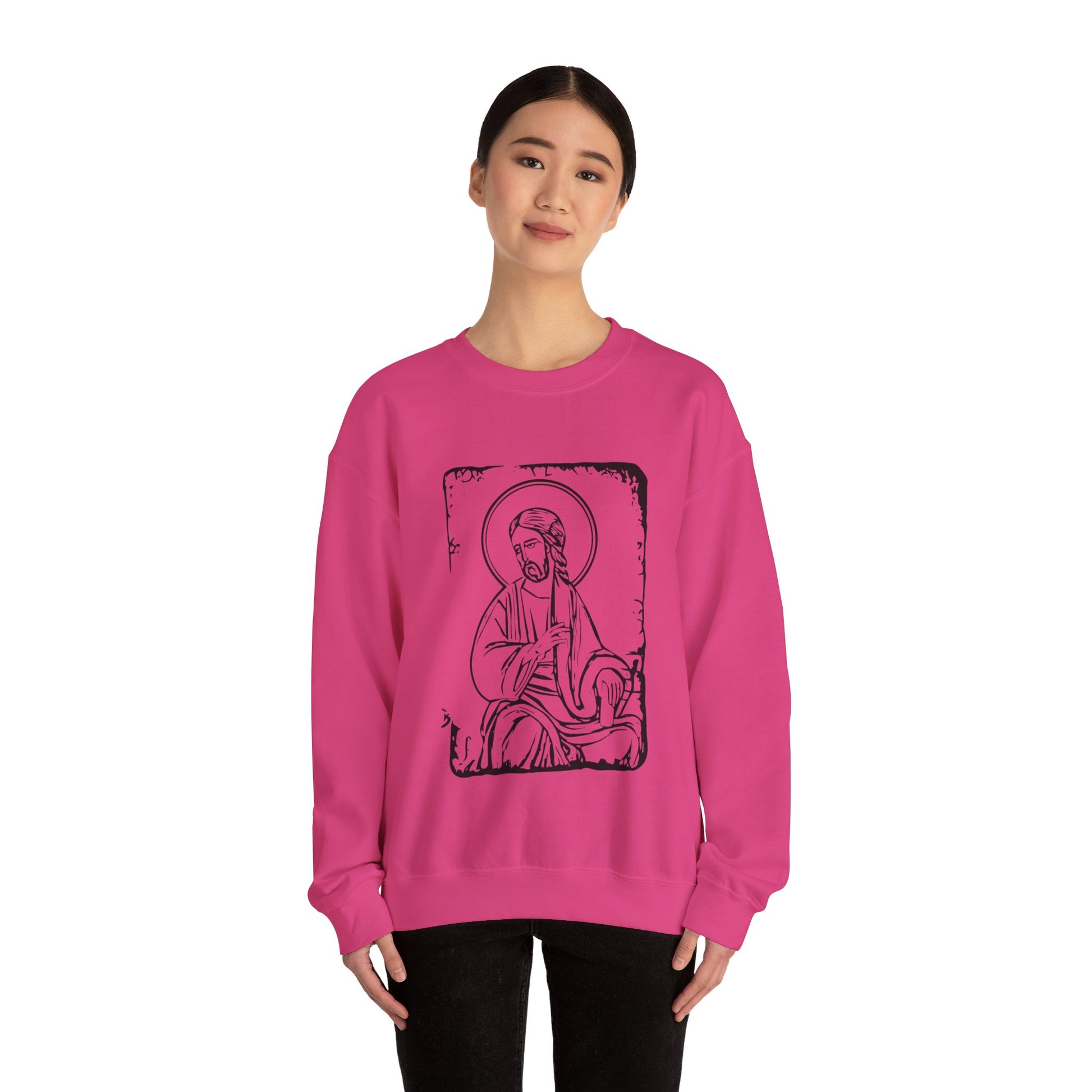 Orthodox Icon Women's Relaxed Sweatshirt (Black Logo) - Sweet Baby Jeez Teez