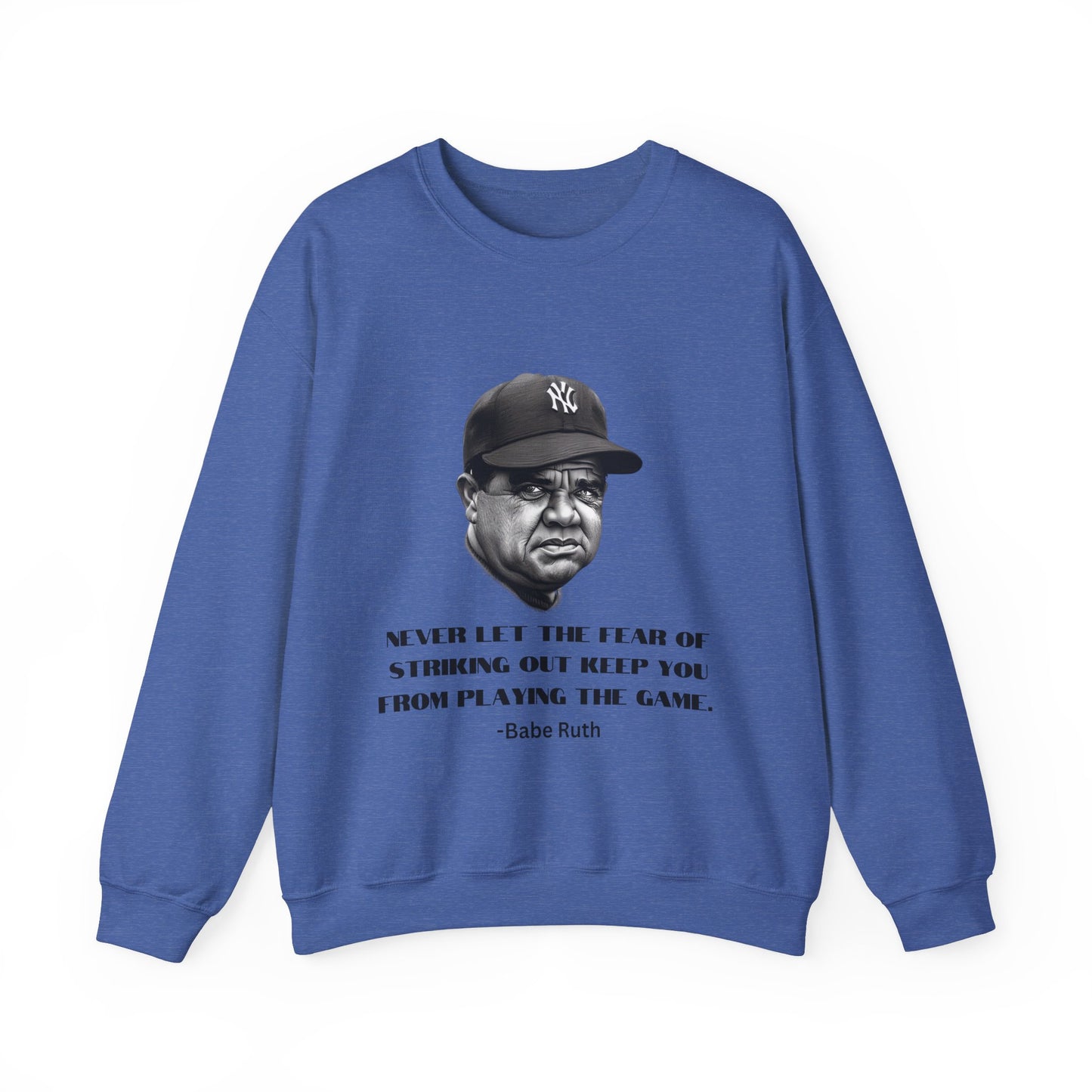 Strike Out Babe Ruth Men's Crewneck Sweatshirt (IW Grayscale Logo) - Sweet Baby Jeez Teez