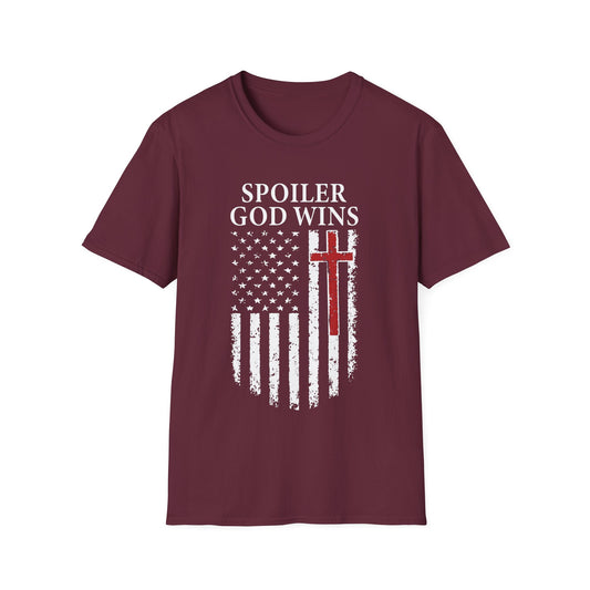 "Spoiler God Wins" Christian Unisex Softstyle T-Shirt
