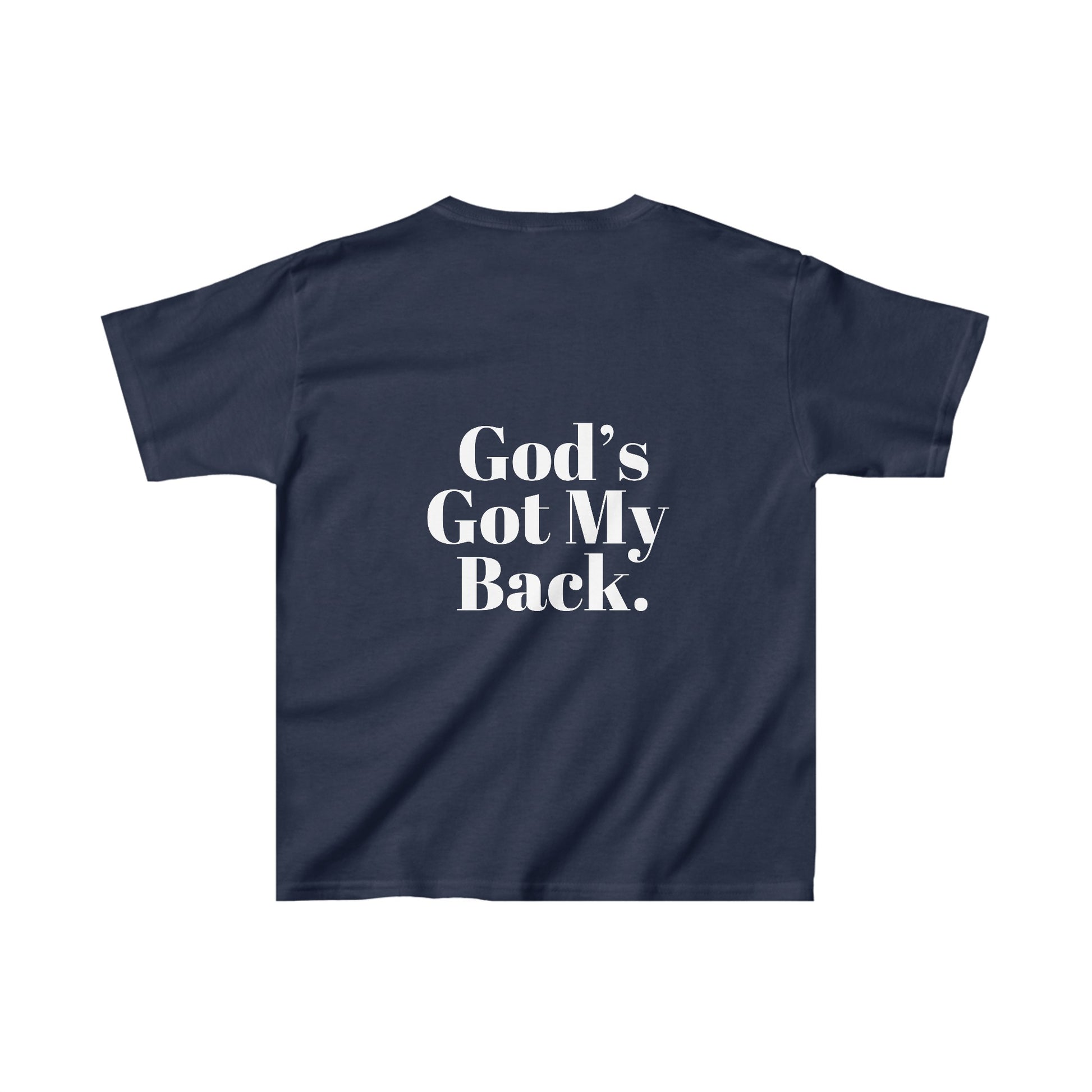 God's Got My Back Boy's Tshirt (White Logo - Back) - Sweet Baby Jeez Teez