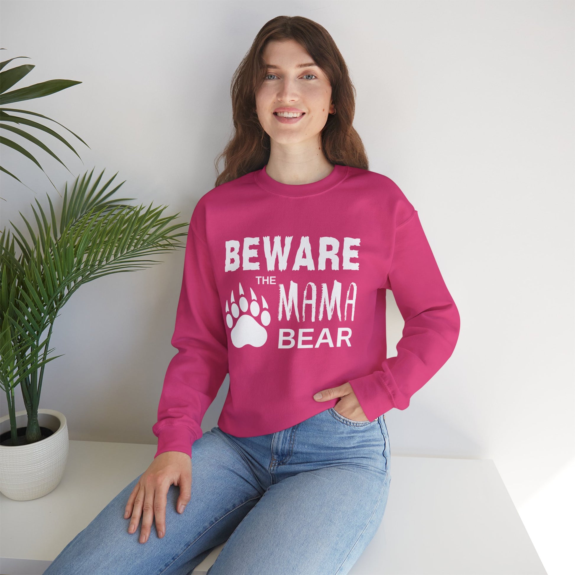 Mama Bear Women's Relaxed Sweatshirt (White Logo) - Sweet Baby Jeez Teez