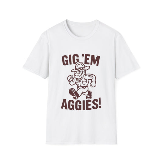 Gig Em Old Sarge Unisex Softstyle Tshirt - Sweet Baby Jeez Teez