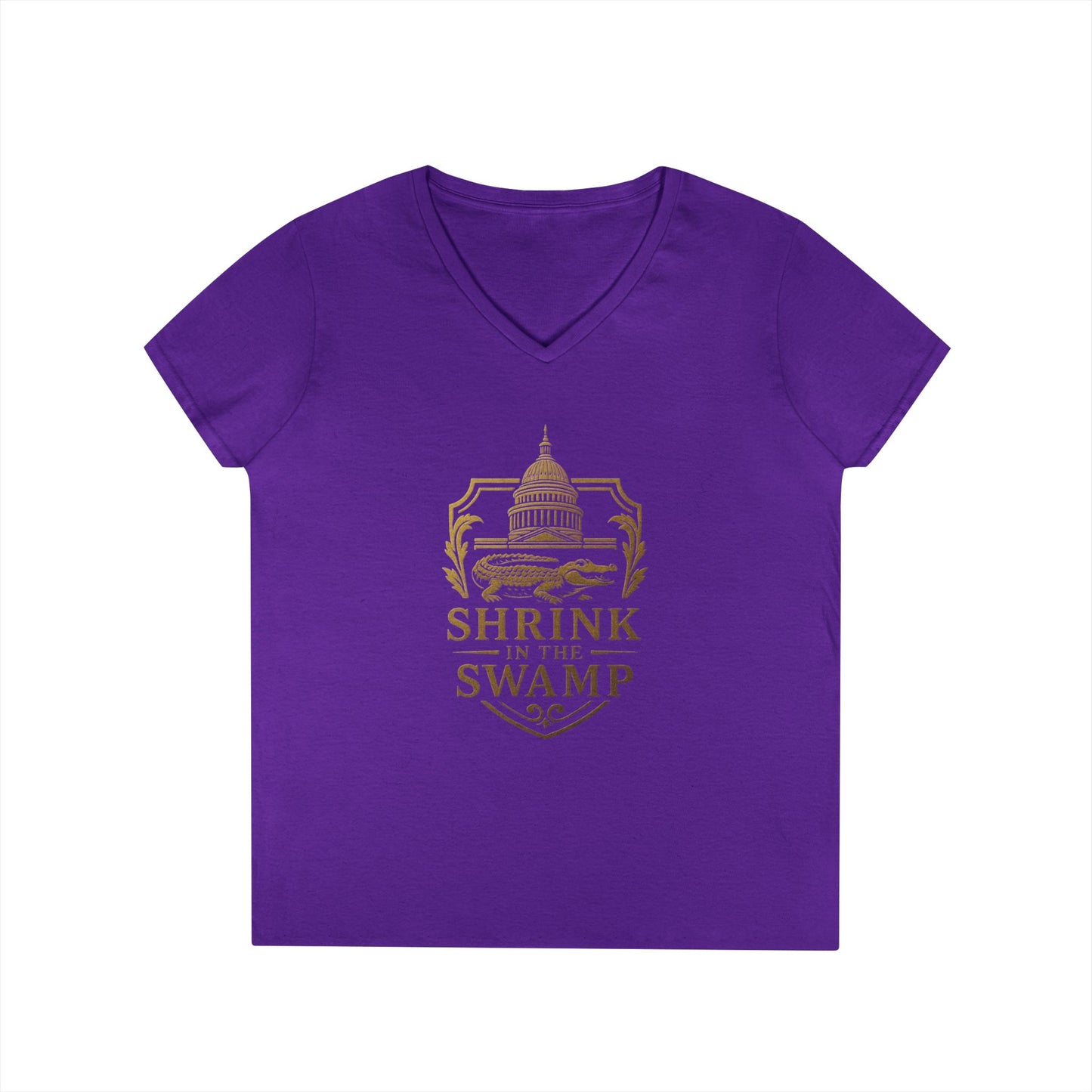 Shrink in the Swamp [TM] Ladies' V-Neck T-Shirt - Sweet Baby Jeez Teez