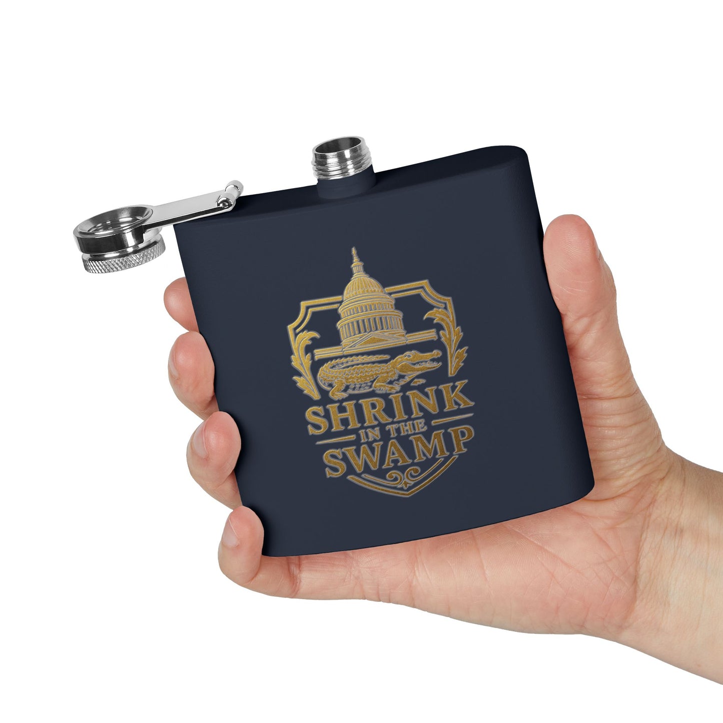 Shrink in the Swamp [TM] Stainless Steel Flask - Sweet Baby Jeez Teez