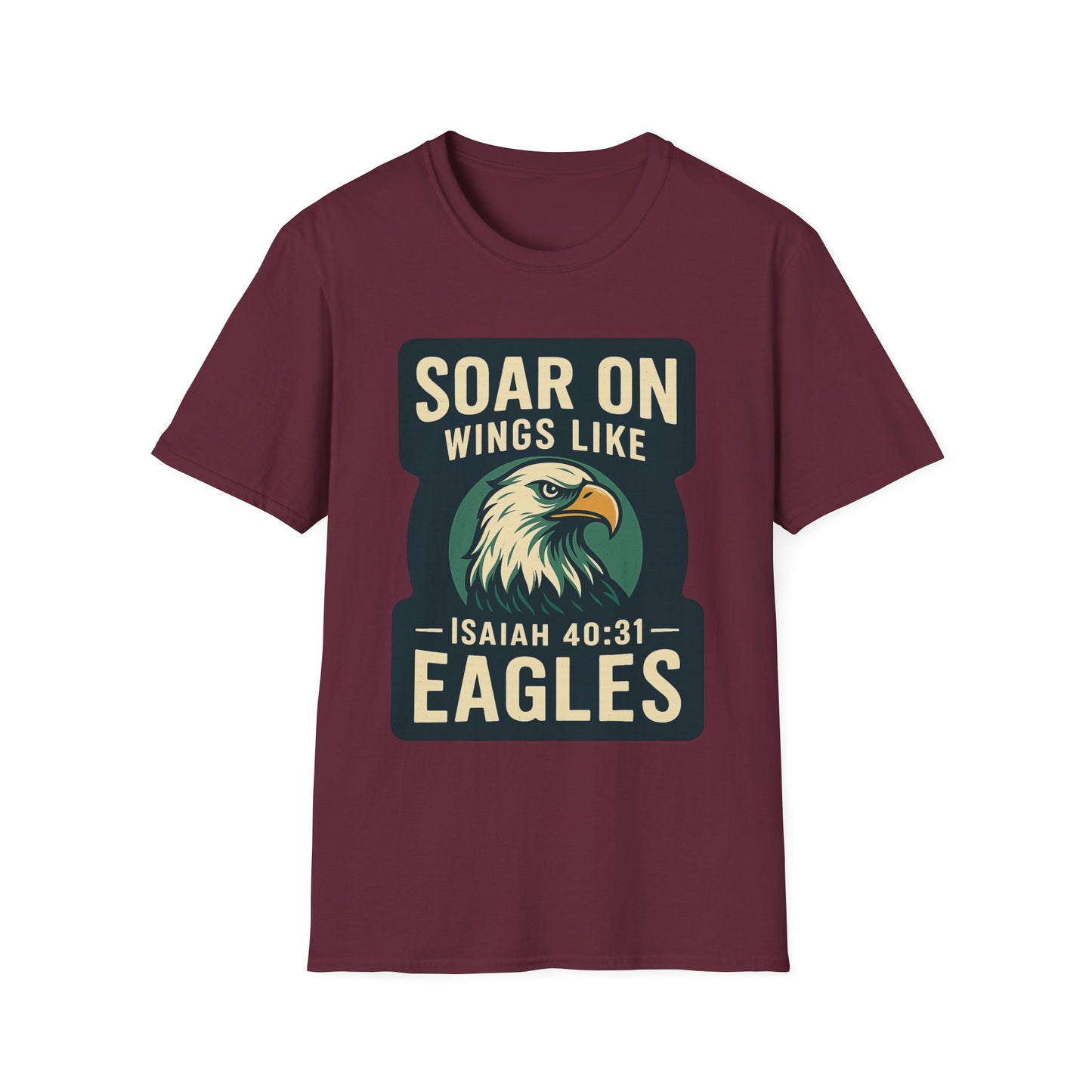 "Isiah 40:31" Soar on Wings Bible Verse Softstyle Tshirt