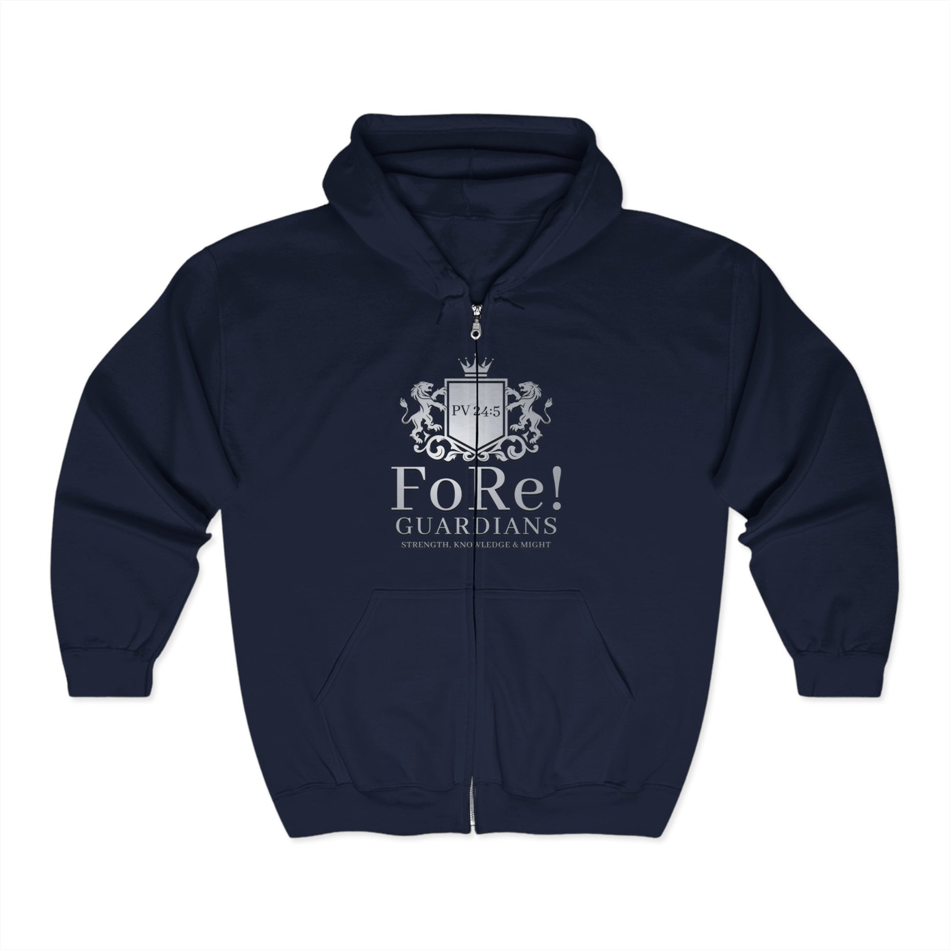 FoRe! Guardians Unisex Full Zip Hoodie - Strong, Knowledge & Might - Sweet Baby Jeez Teez