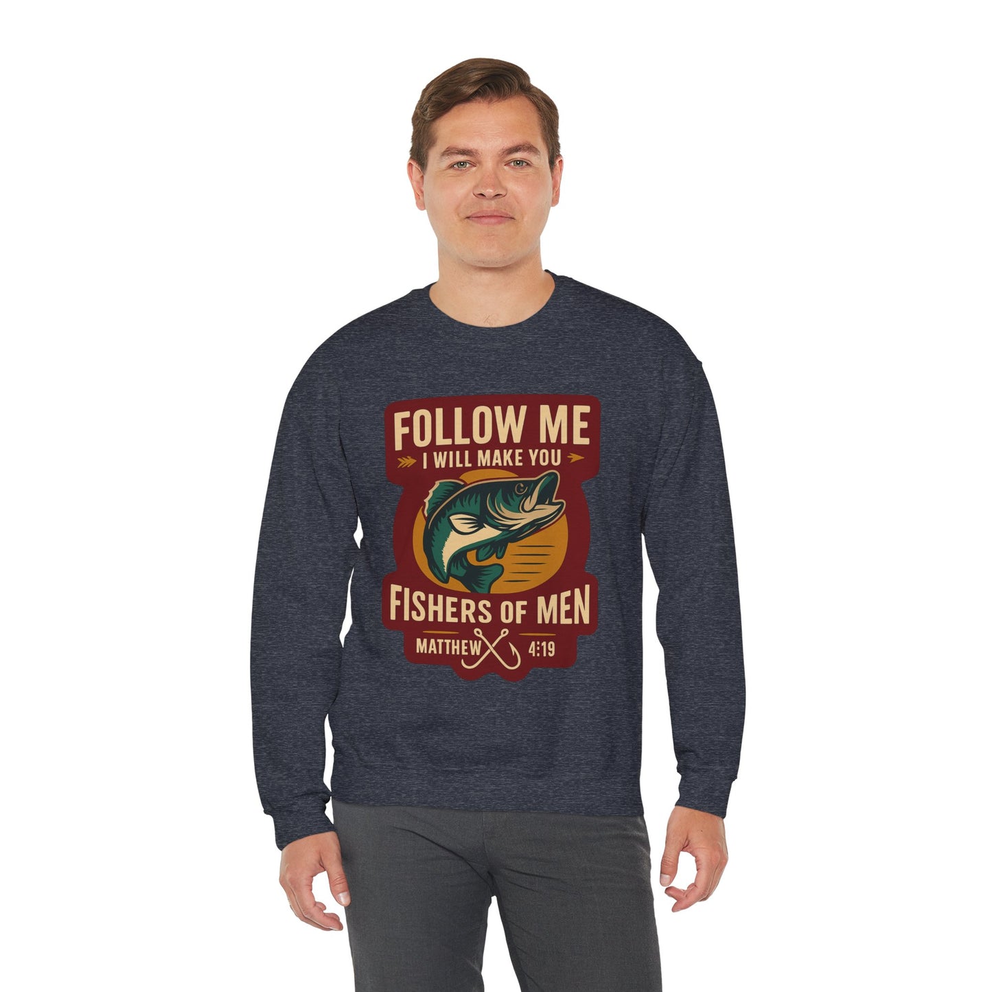 "Follow Me" Fisherman Bible Verse Crewneck Sweatshirt