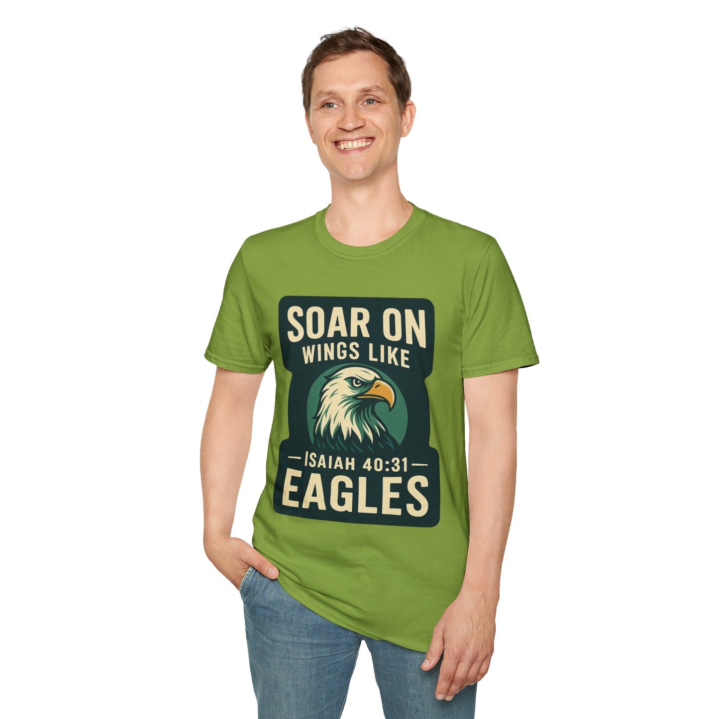 "Isiah 40:31" Soar on Wings Bible Verse Softstyle Tshirt