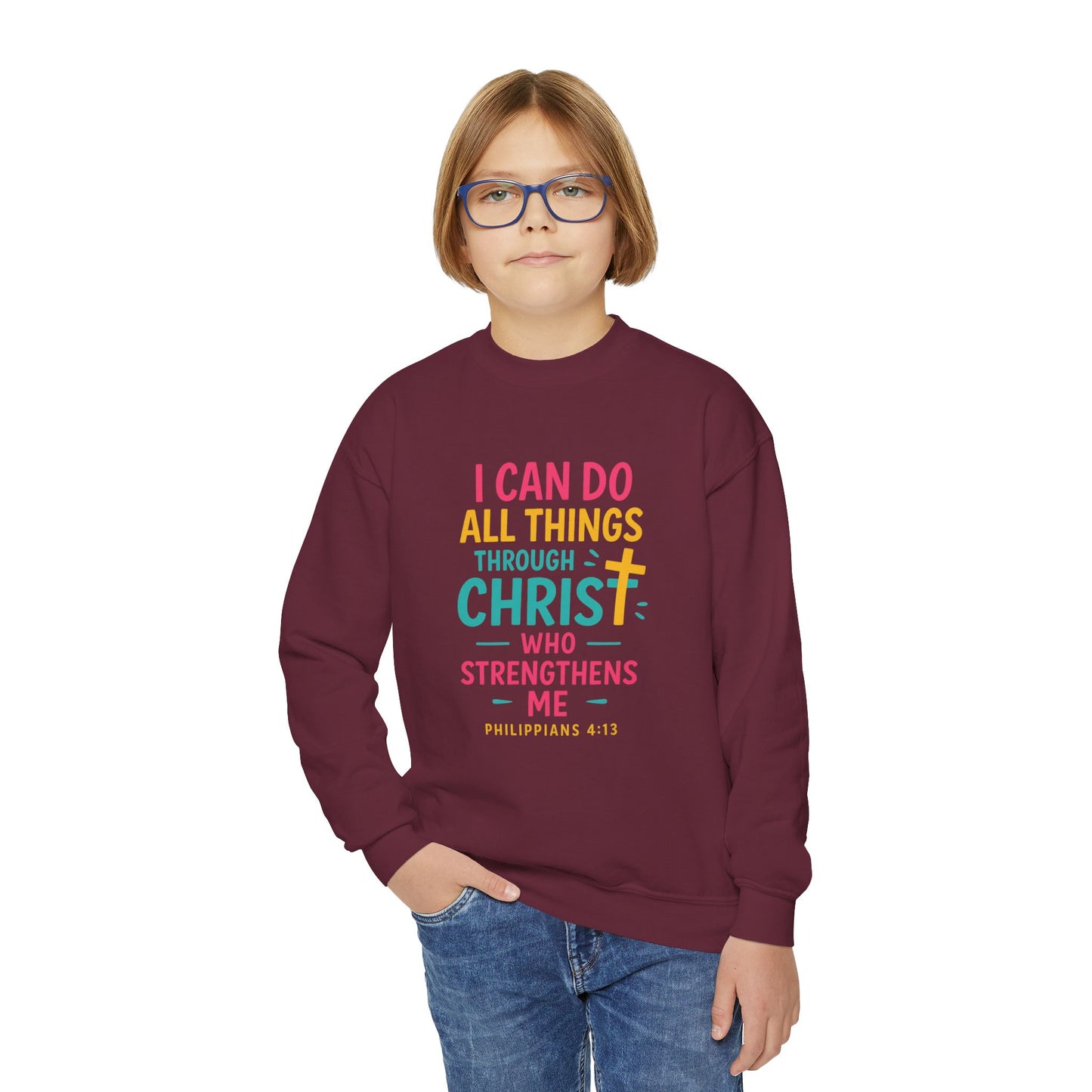 "I Can Do All Things Through Christ" Bible Verse Girls Sweatshirt